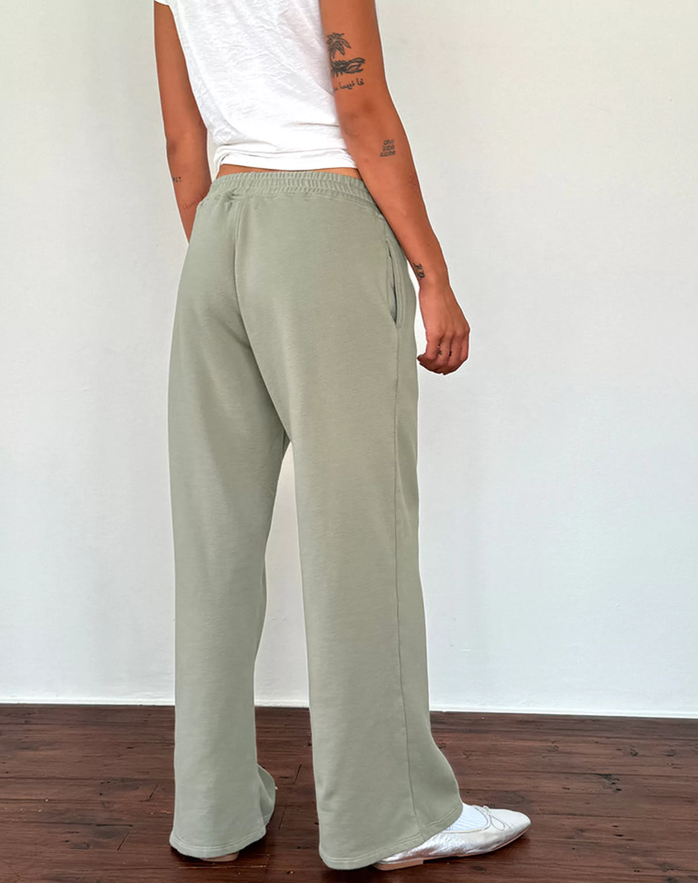 Best Sale Loose Jogger In London Fog With Ivory 'MOTEL' Embroidery LOUNGEWEAR | CO-ORDS