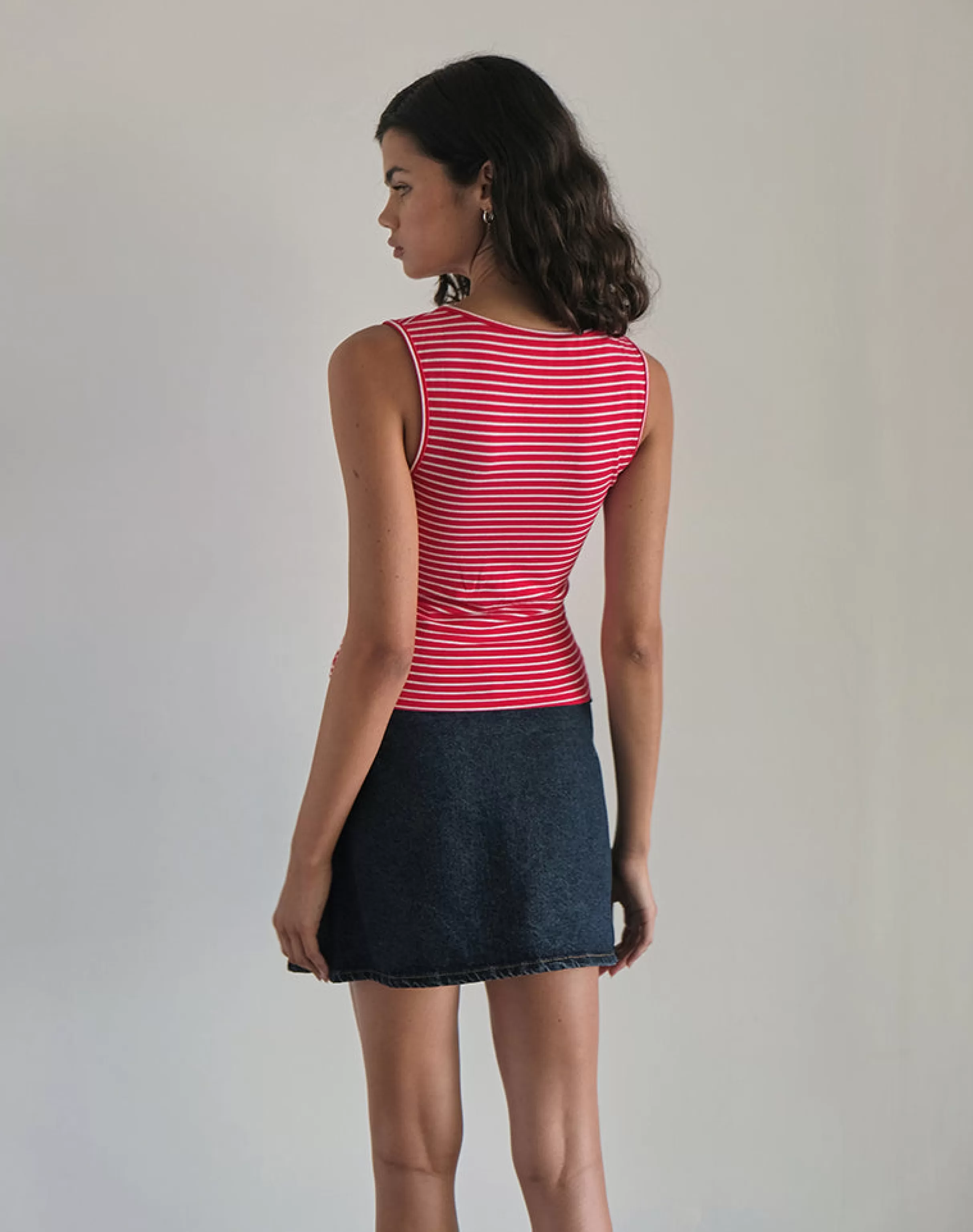 Best Sale Lorica Tank Top In Red And White Stripe With Strawberry Emb SWEET AS PIE | VEST TOPS