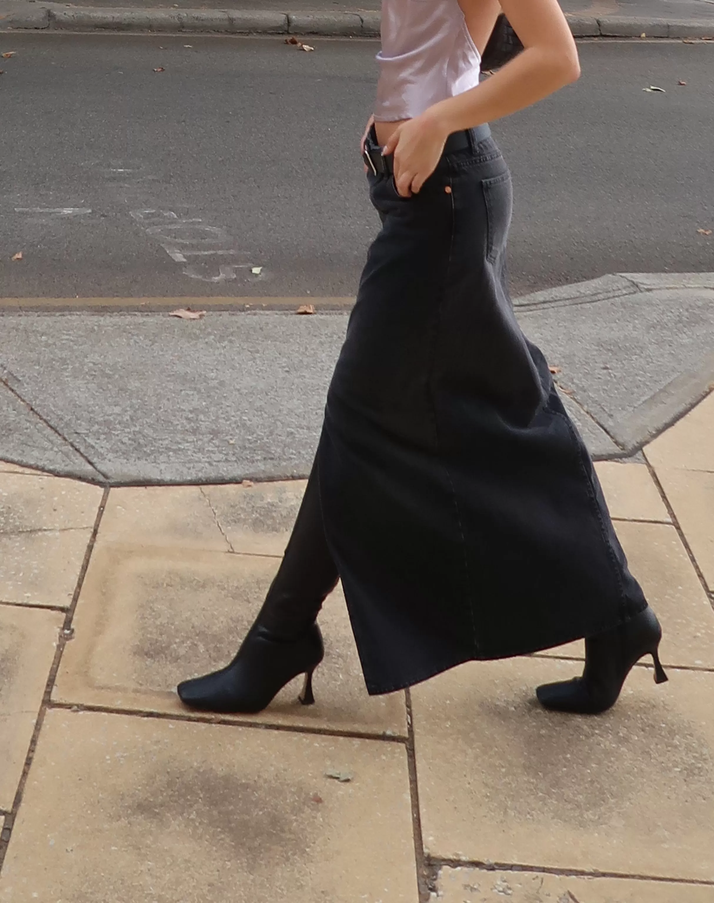 Cheap Low Rise Denim Maxi Skirt In SALE SKIRTS | MAXI SKIRTS