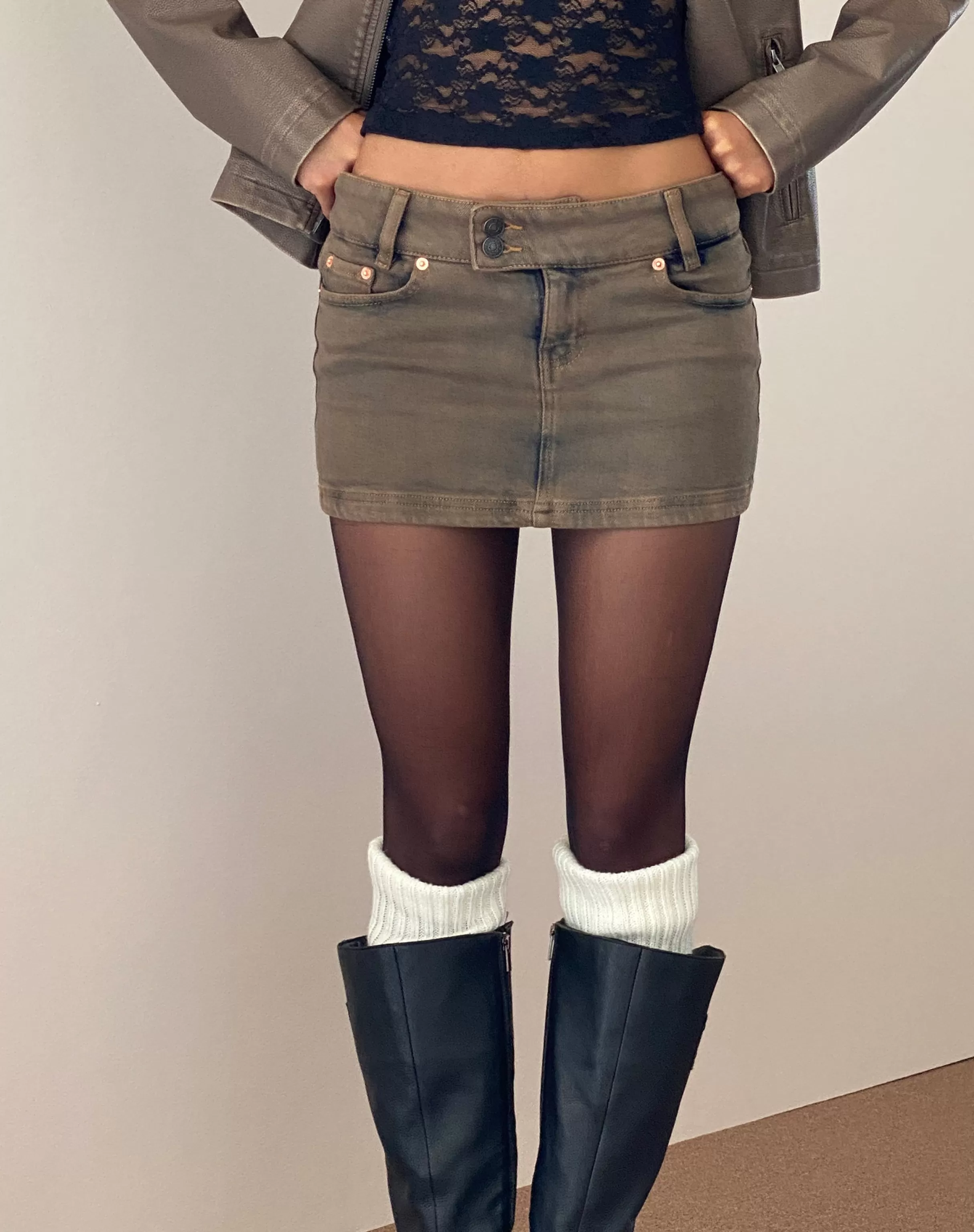 Sale Low Rise Denim Mini Skirt In MINI SKIRTS | DENIM SKIRTS