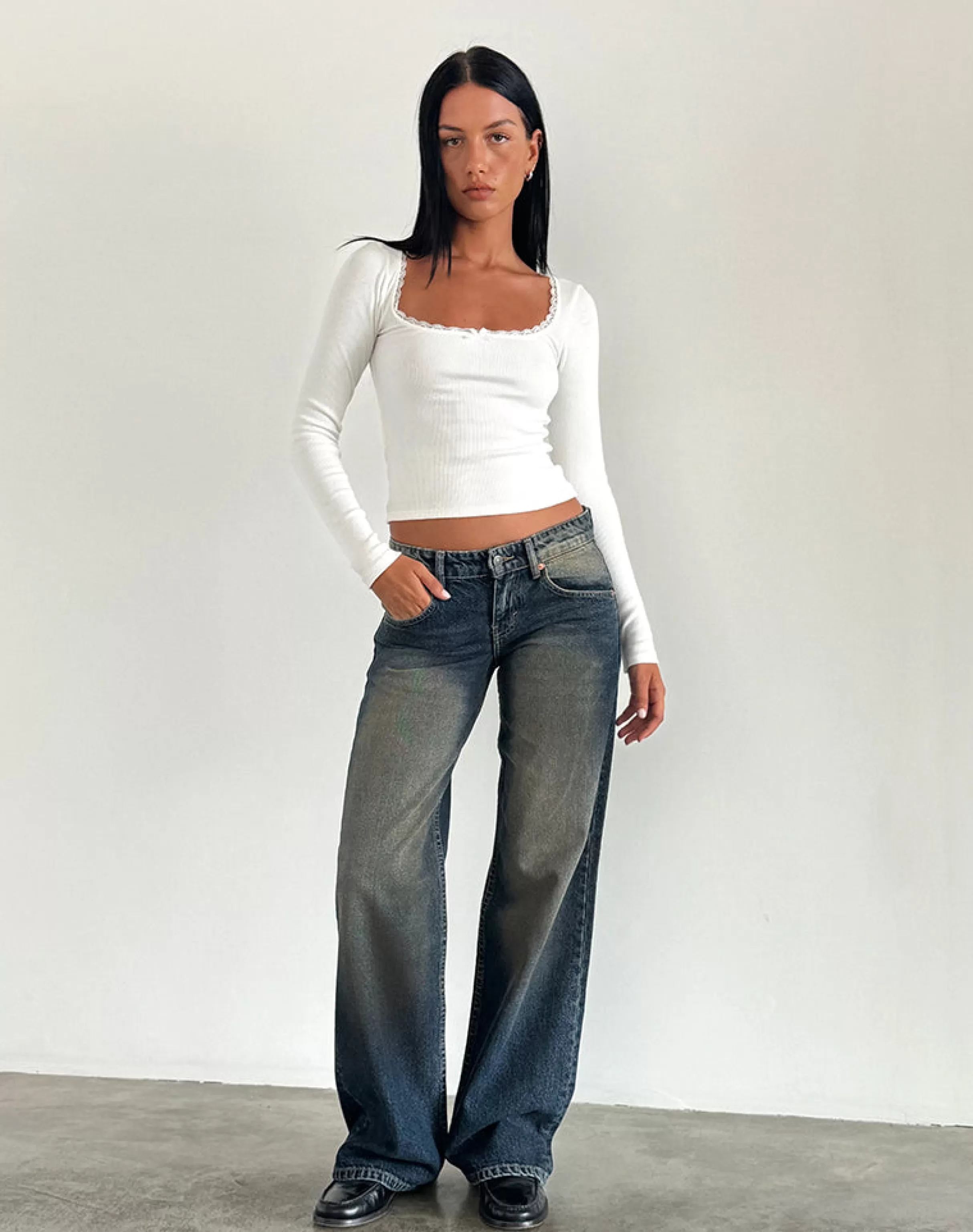 Shop Low Rise Parallel Jeans In JEANS | WIDE LEG JEANS