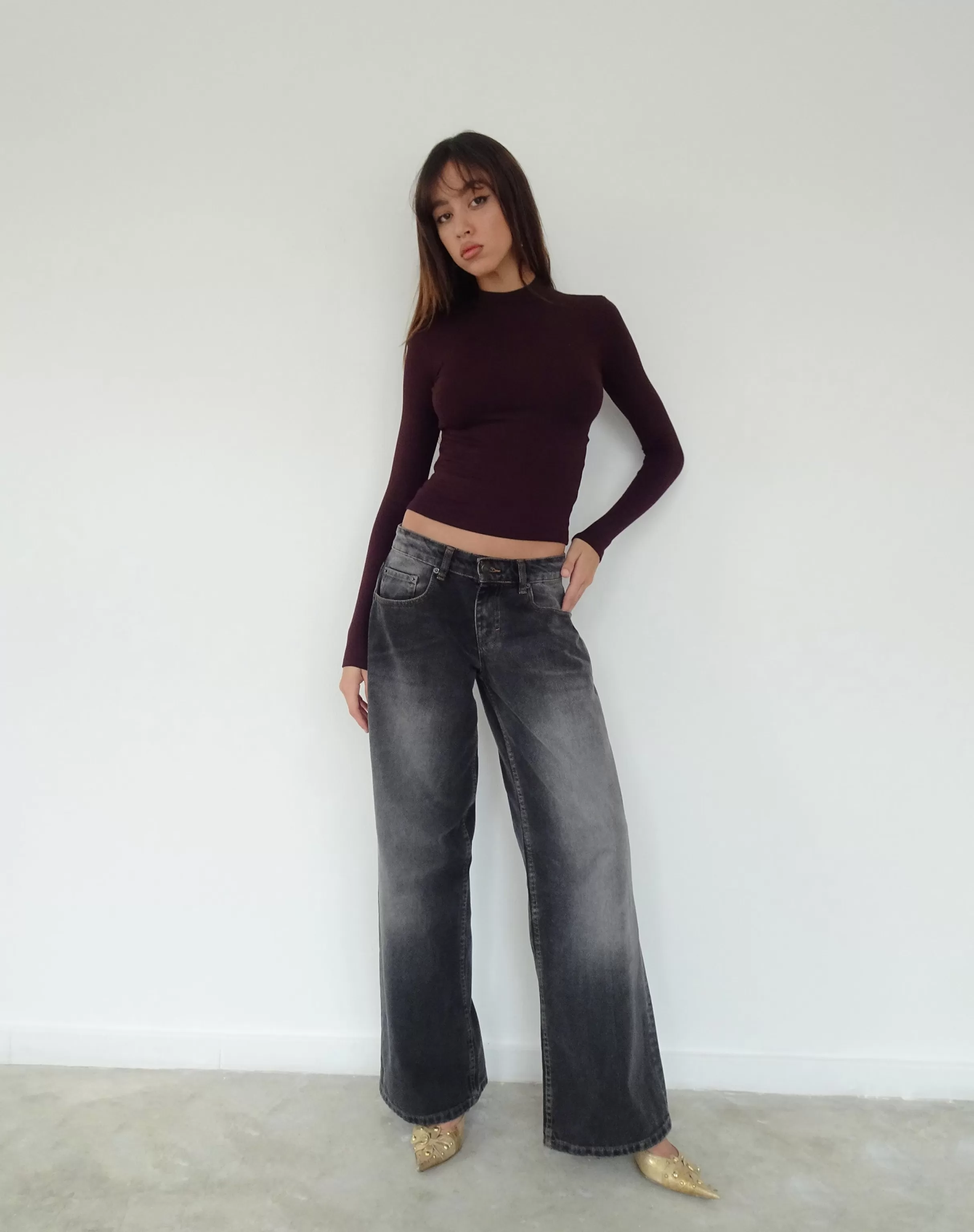 Flash Sale Mabel High-Neck Long Sleeve Ribbed Top In BASICS | BASIC TOPS