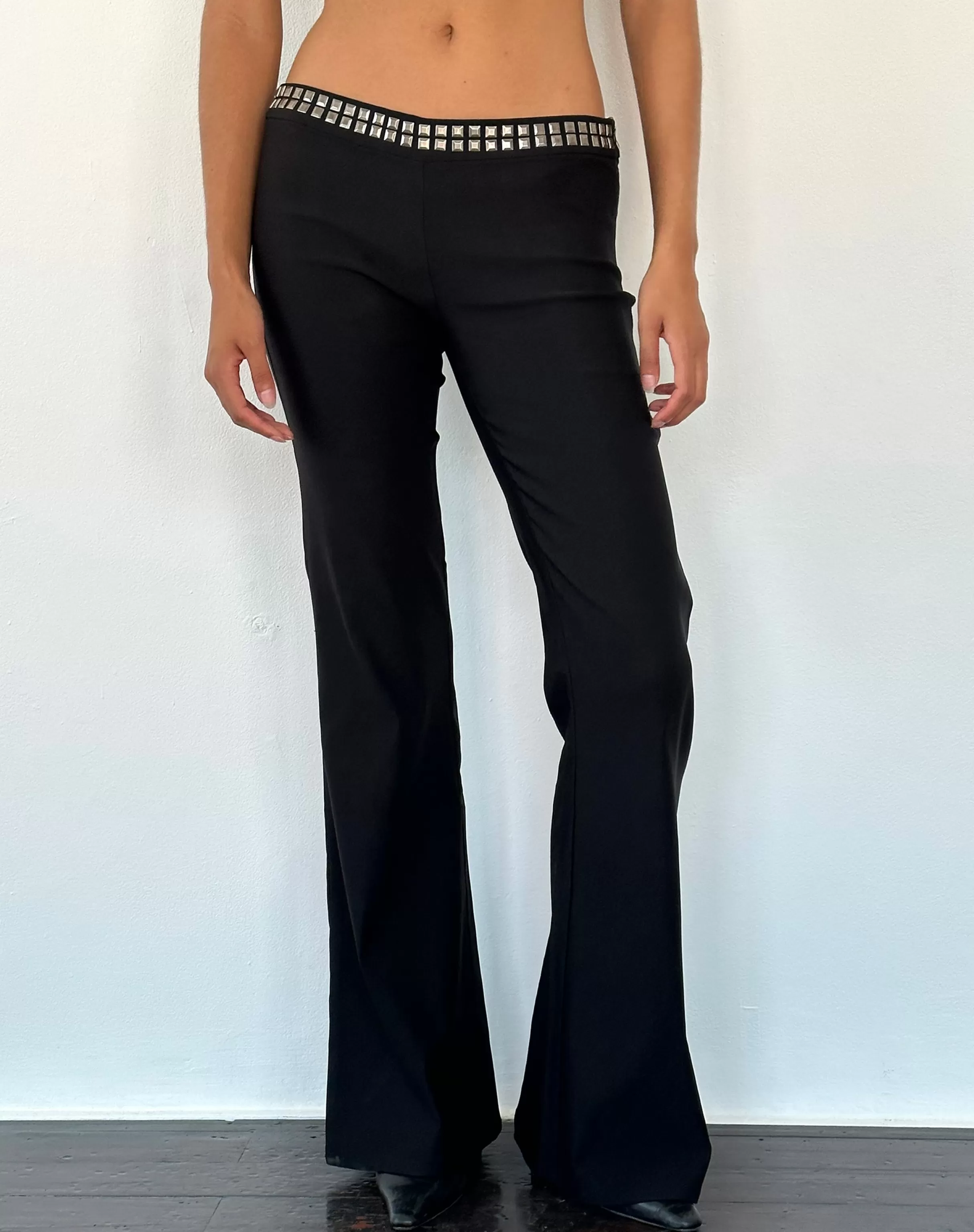 Shop Macias Studded Flared Trousers In Black Tailoring SALE TROUSERS | CO-ORDS