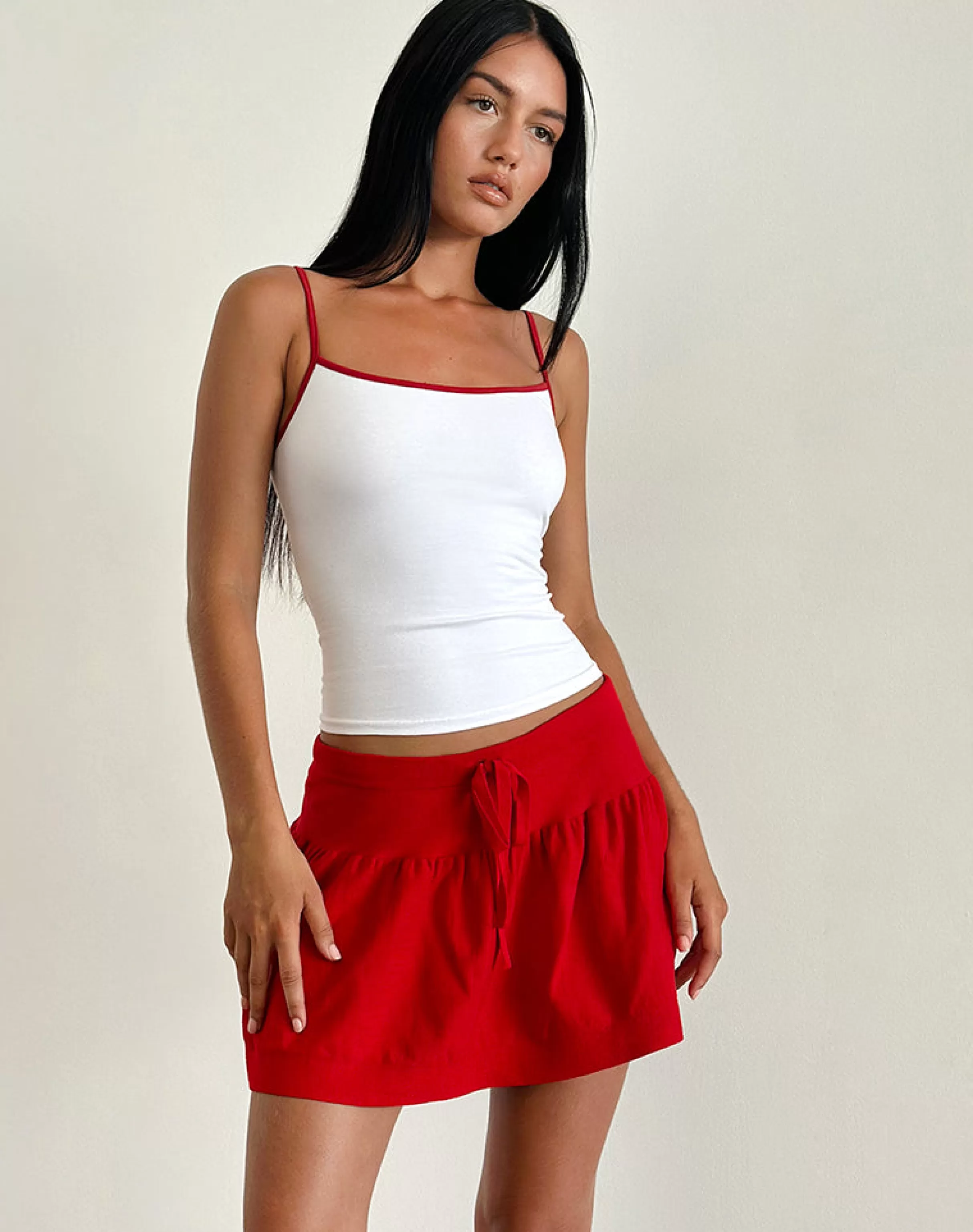 Cheap Maddy Mini Skirt In Red Knit MINI SKIRTS