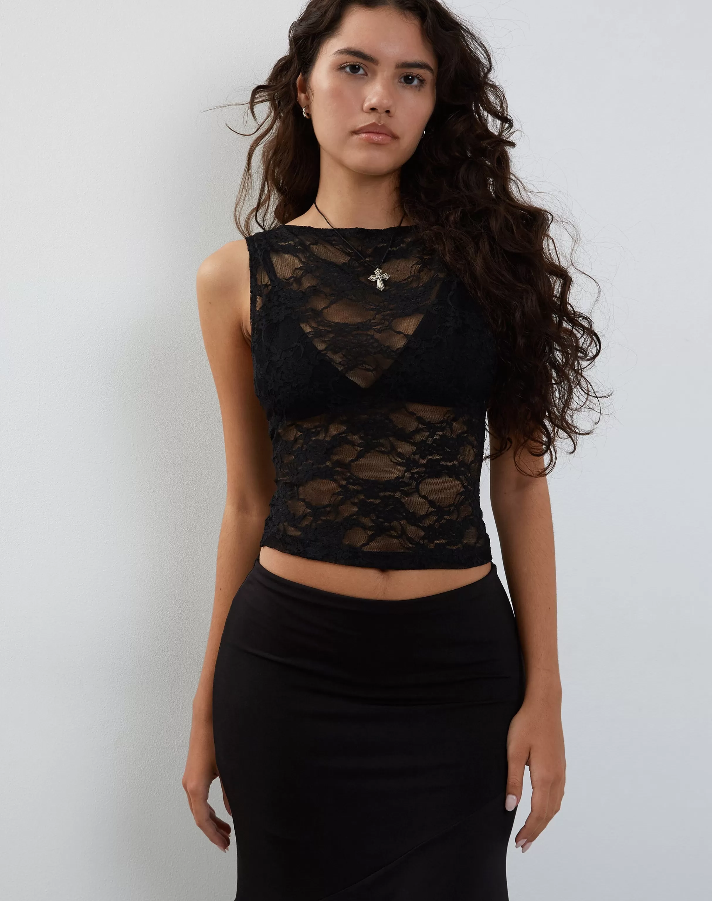 Clearance Maloe Lace Top In Black VEST TOPS | LACE TOPS