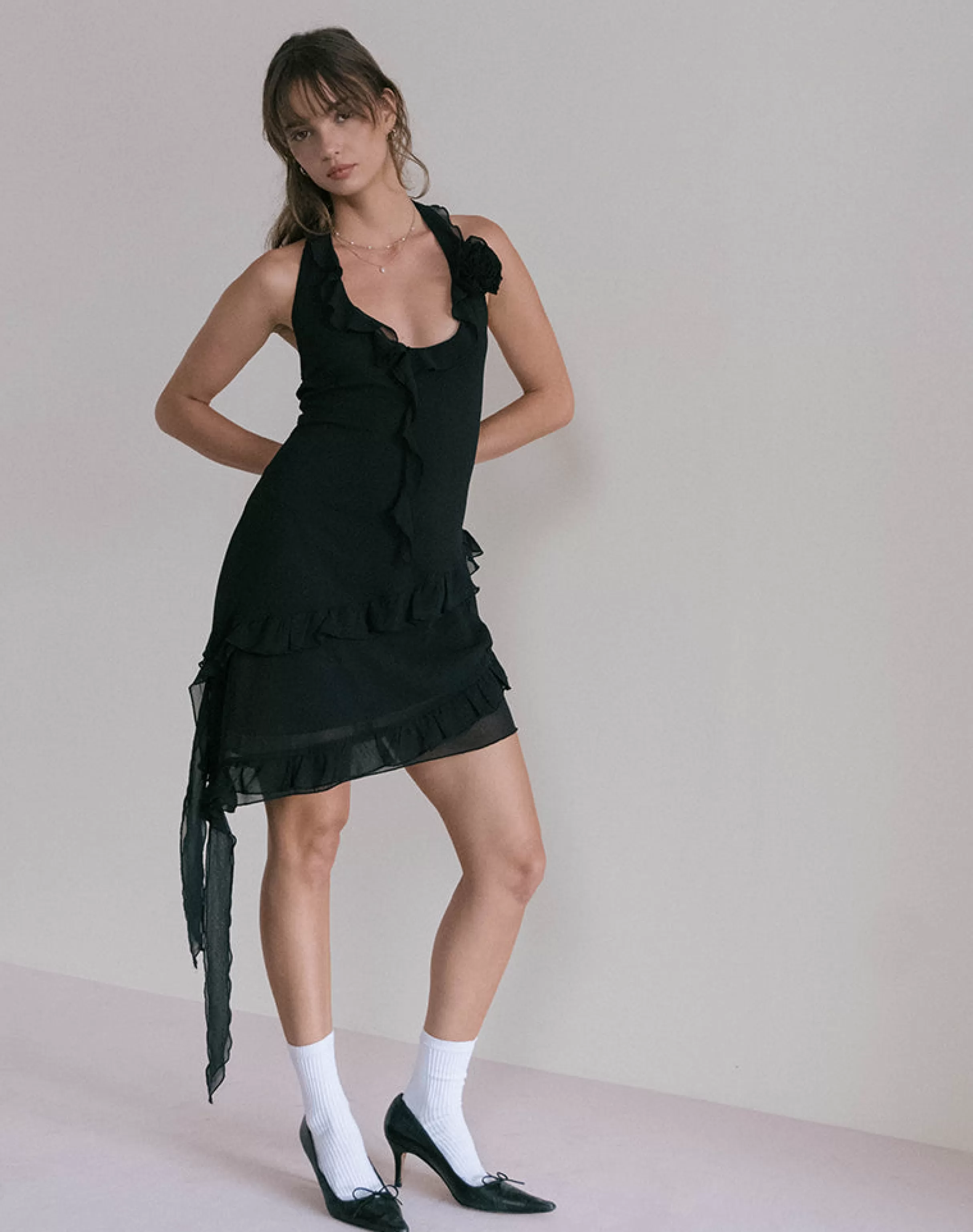 Fashion Margaret Ruffle Mini Dress In PARTY DRESSES | LITTLE BLACK DRESSES