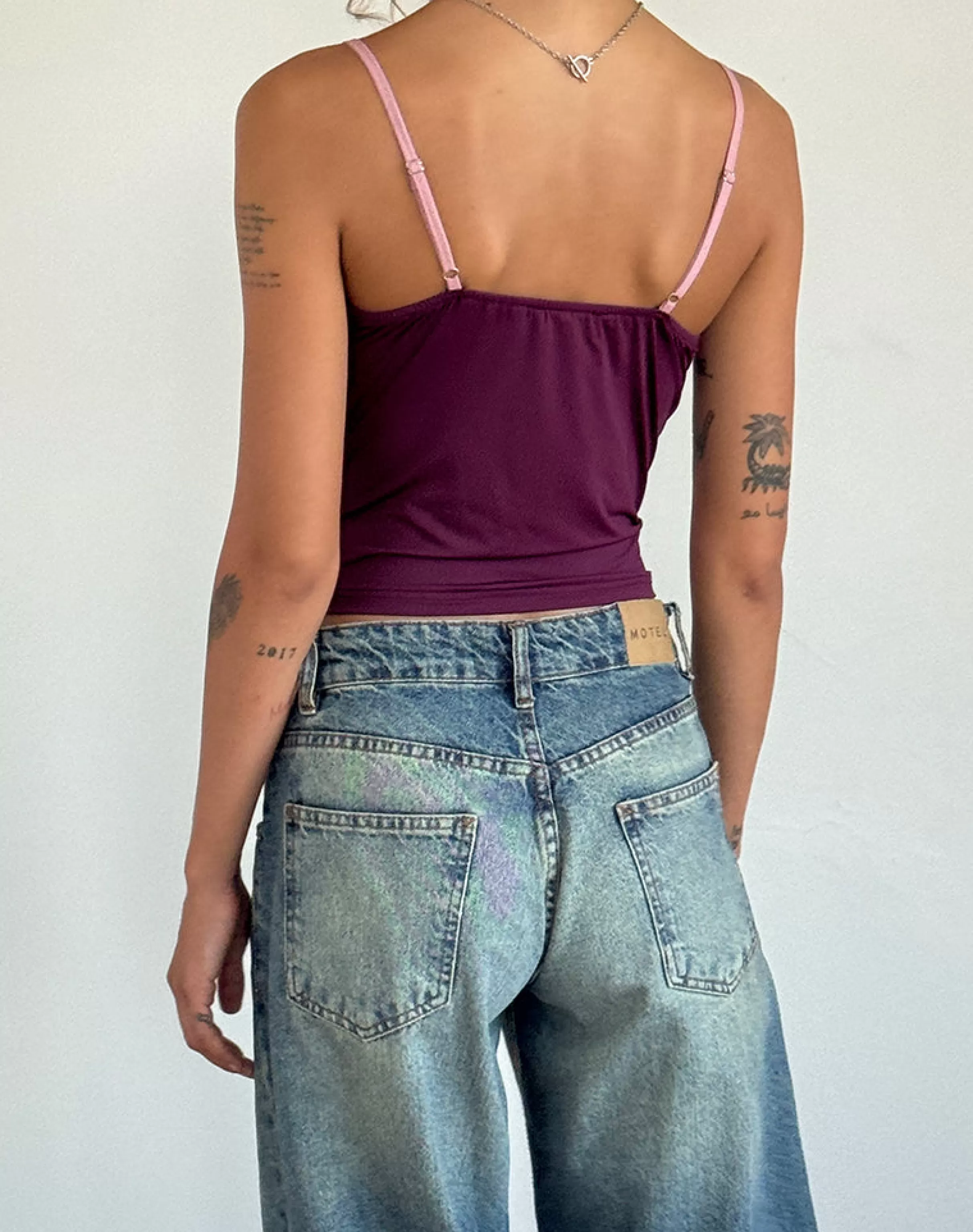 Fashion Marjorie Strappy Top In Smooth Slinky Berry NEVERMORE | STRAPPY TOPS