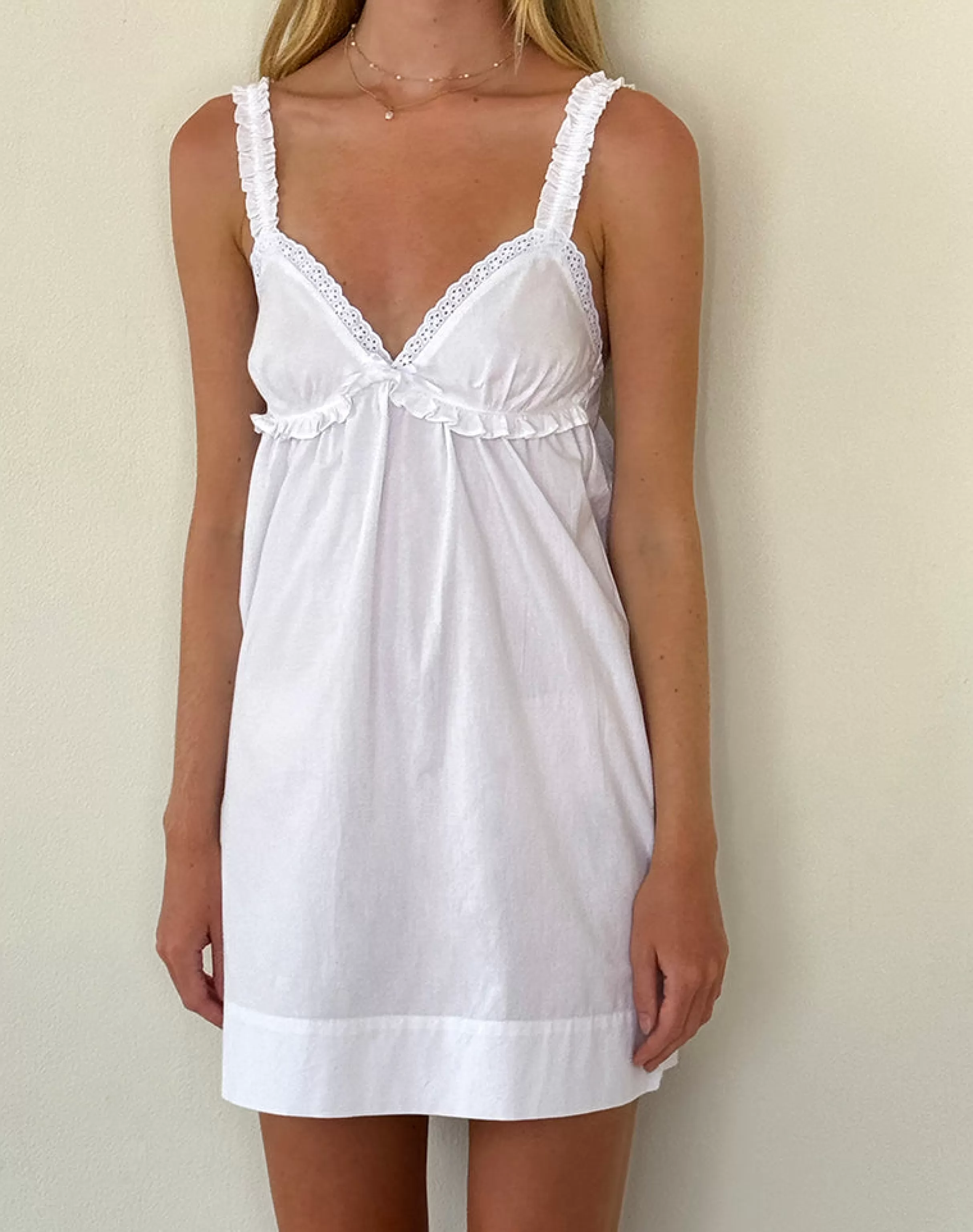 Shop Melda Tea Mini Dress In Poplin White STRAWBERRY GIRL | BASICS