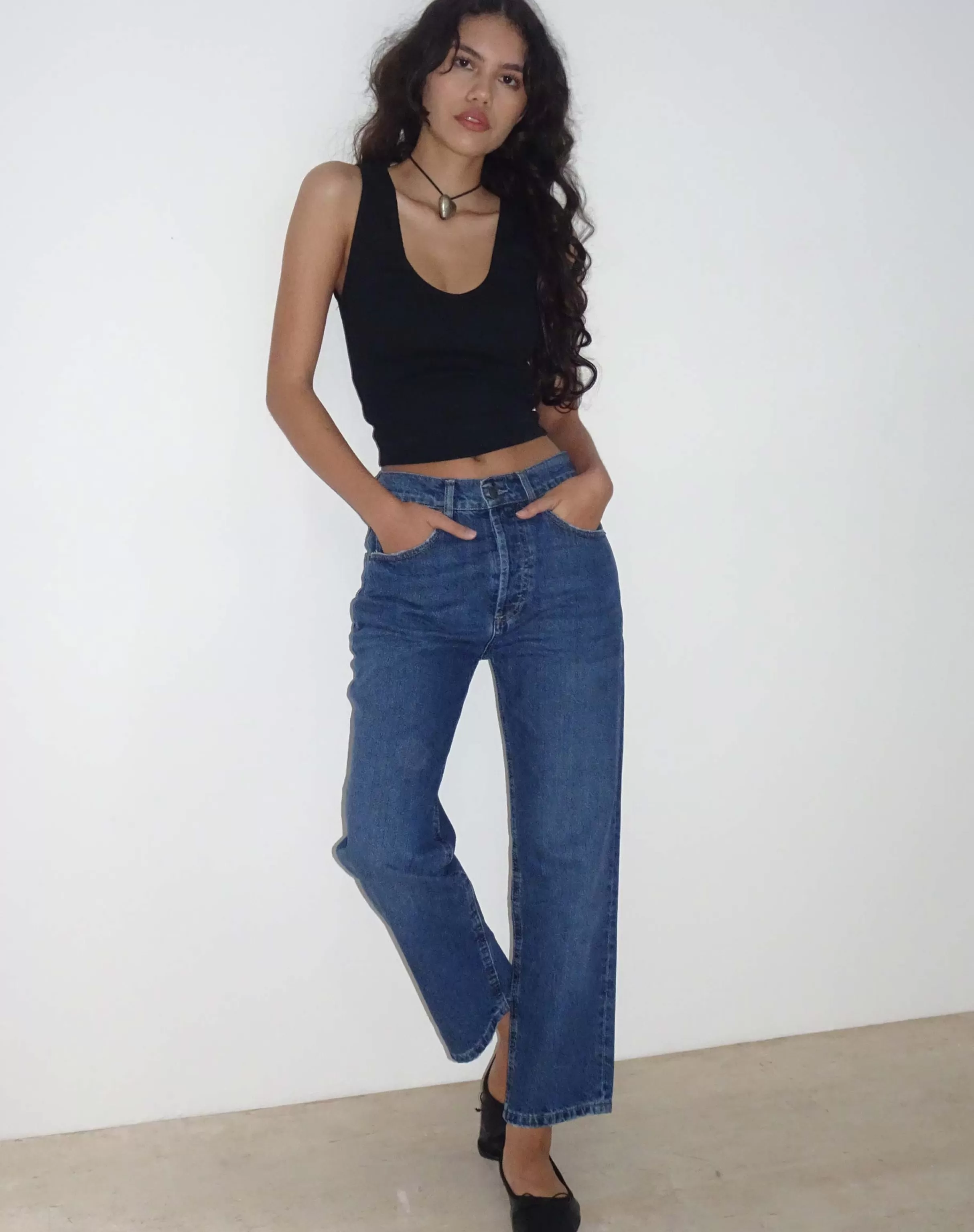 Outlet Mid Rise Straight Leg Jeans In SALE DENIM