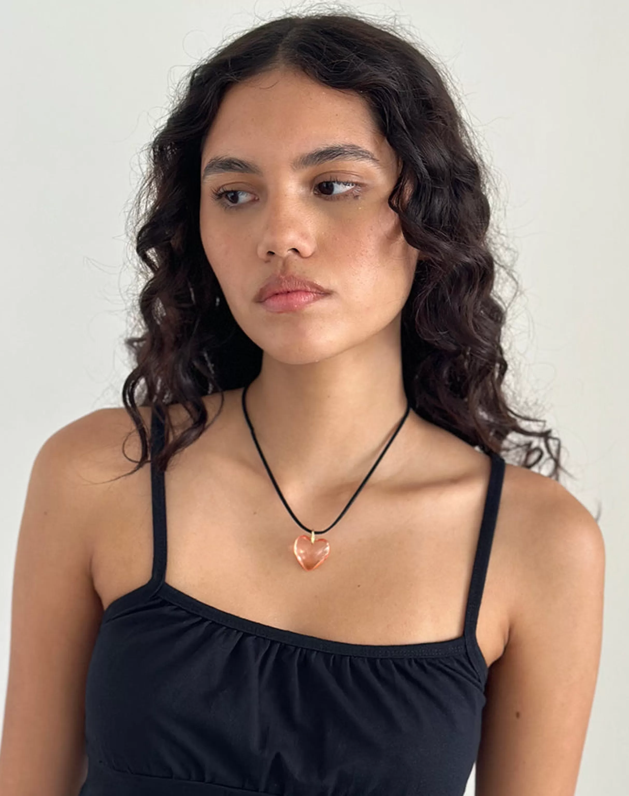 Shop Mimi Pink Glass Heart Necklace ACCESSORIES
