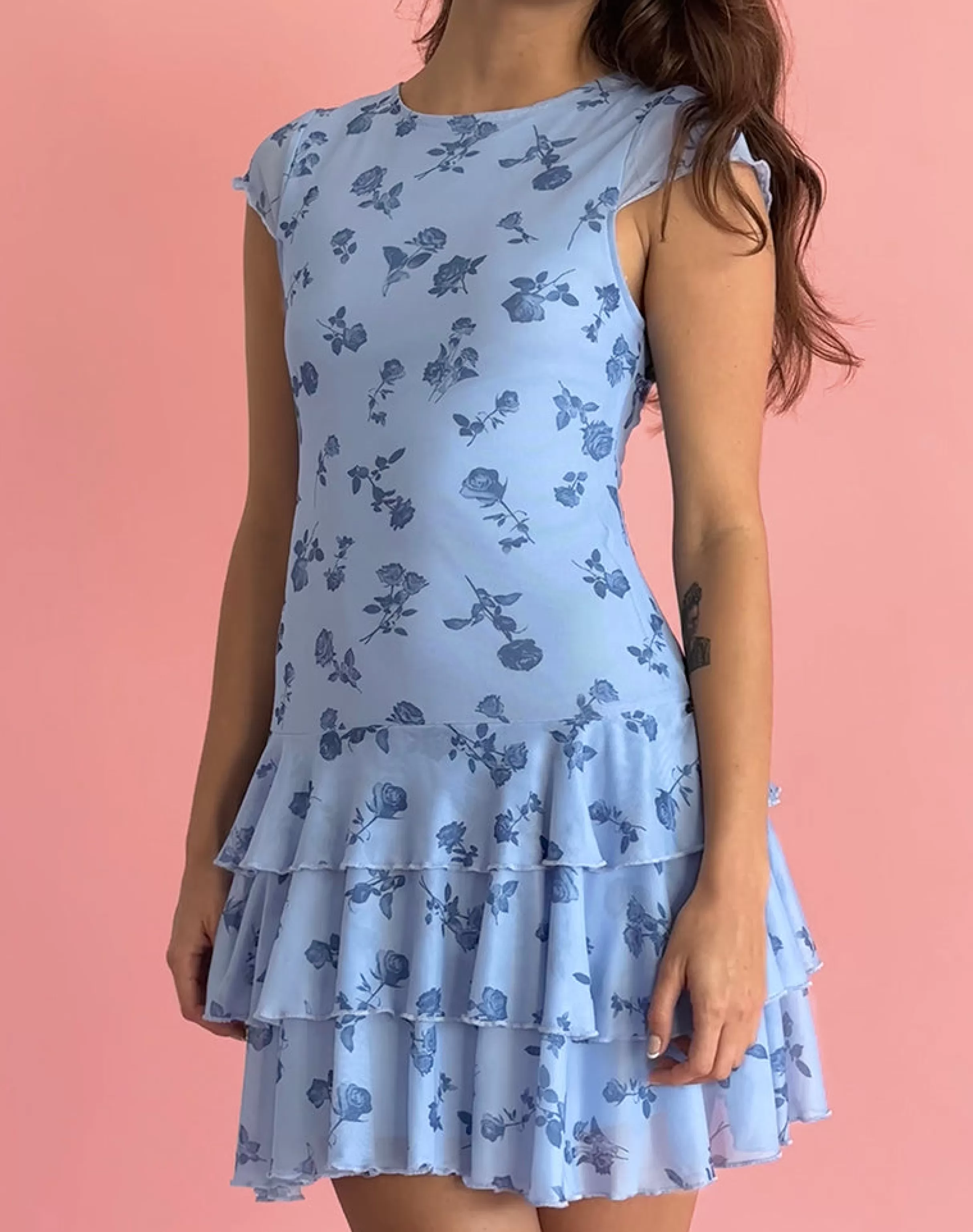Cheap Mirtilo Mini Dress In Inky Blue Floral Mesh STRAWBERRY MILK | DAY DRESSES