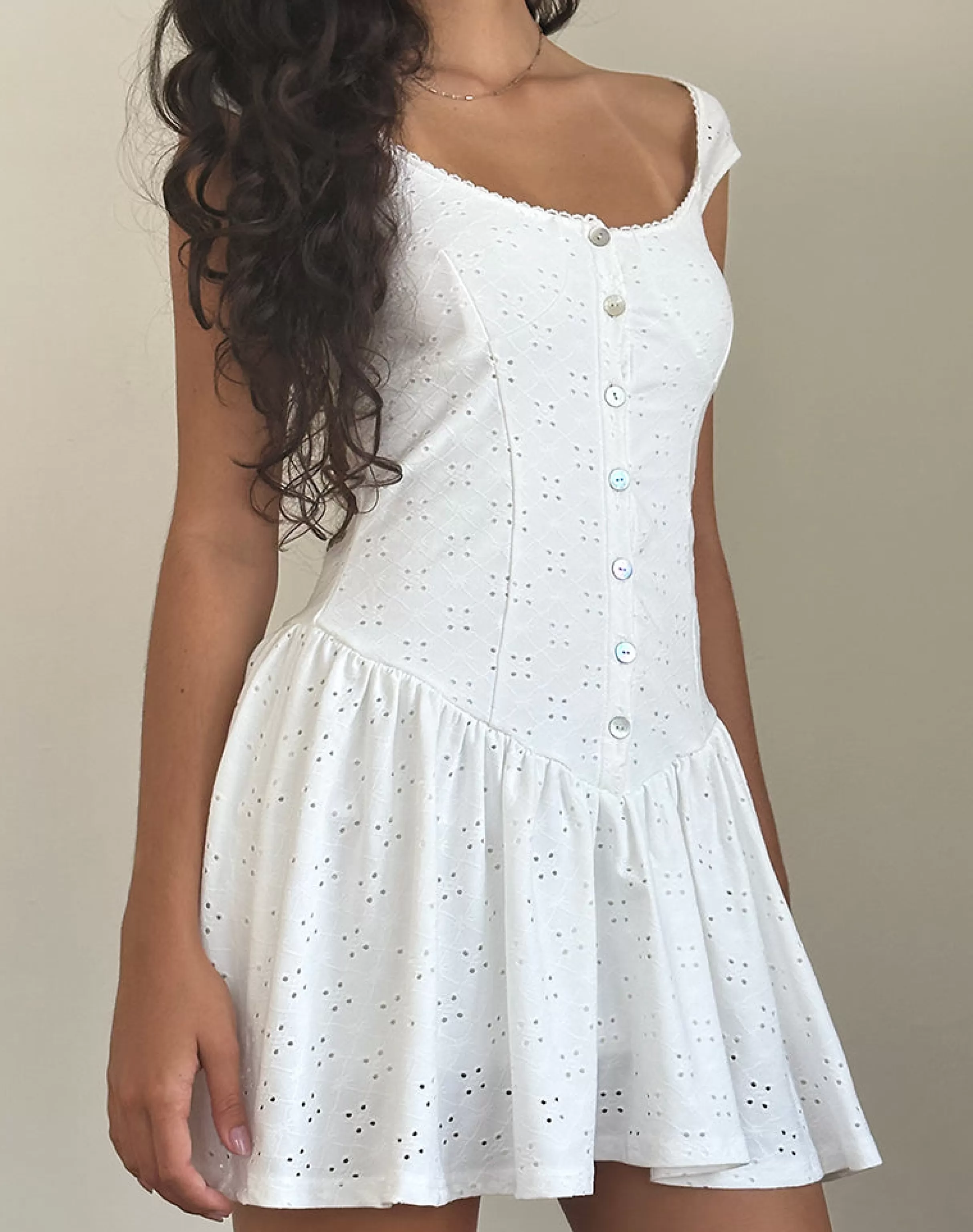 Cheap Misty Mini Tea Dress In Broderie White STRAWBERRY GIRL | DAY DRESSES