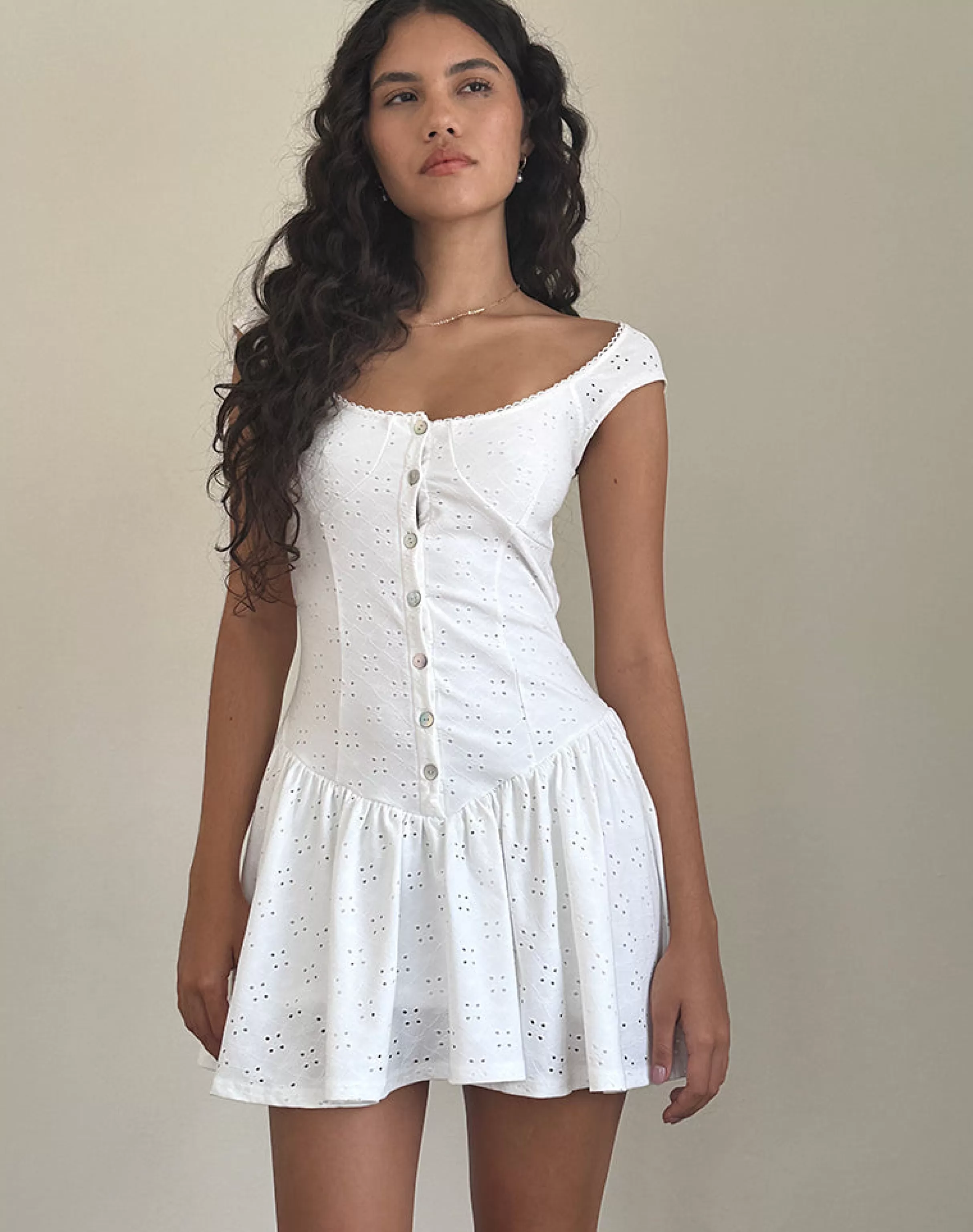 Cheap Misty Mini Tea Dress In Broderie White STRAWBERRY GIRL | DAY DRESSES