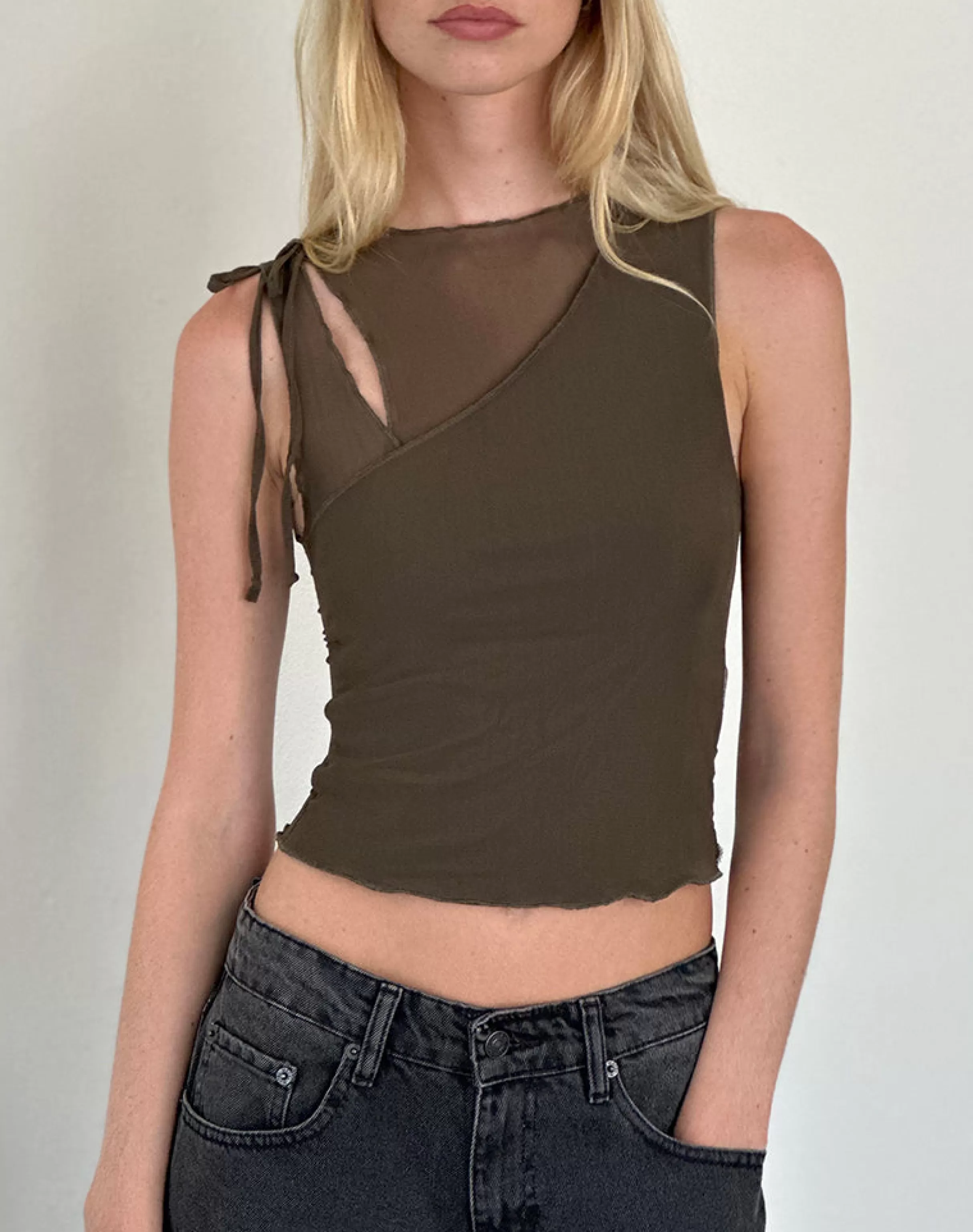 Cheap Moni Tie Tank Top In CROP TOPS | VEST TOPS