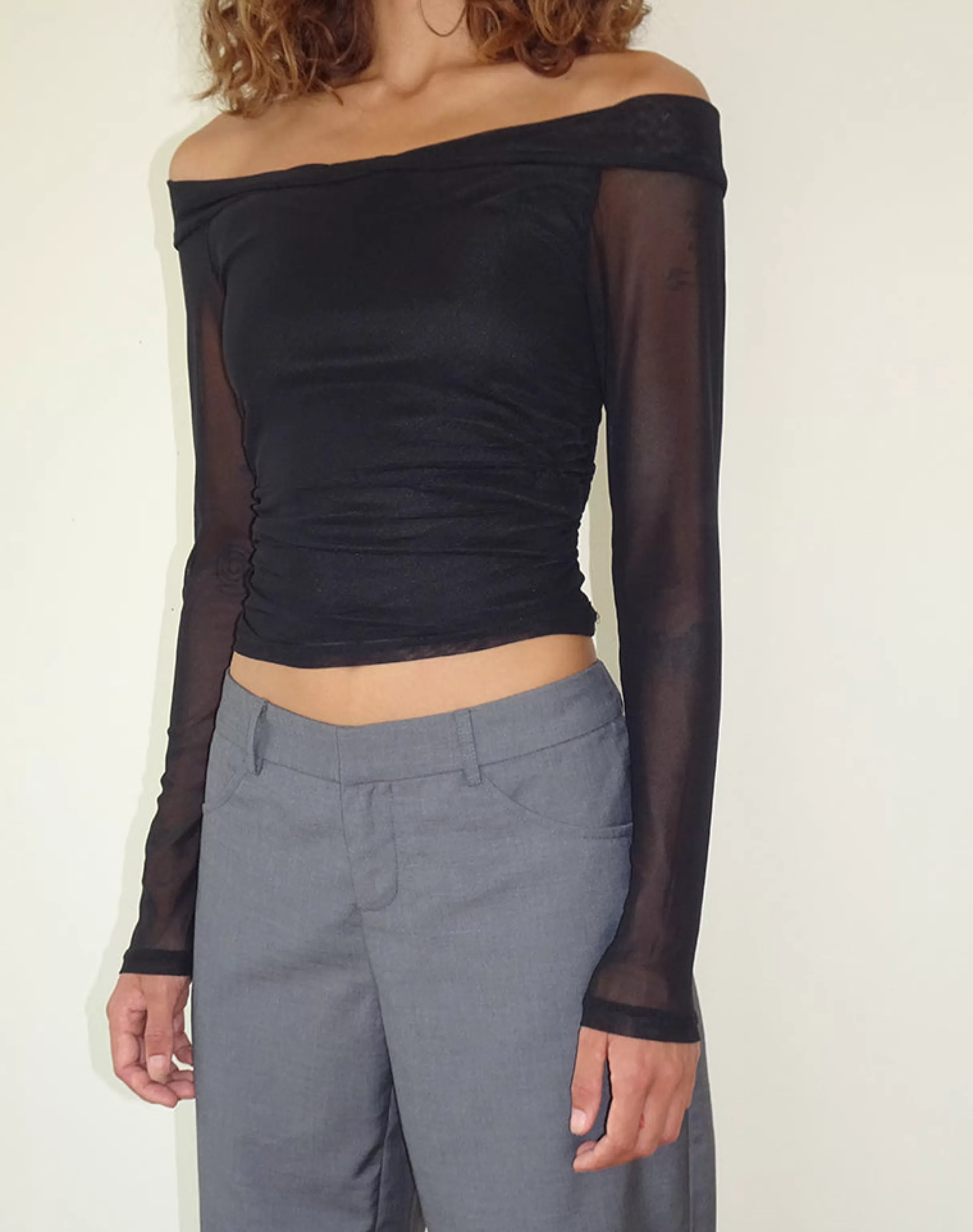 Cheap Nauri Long Sleeve Bardot Top In LONG SLEEVE TOPS