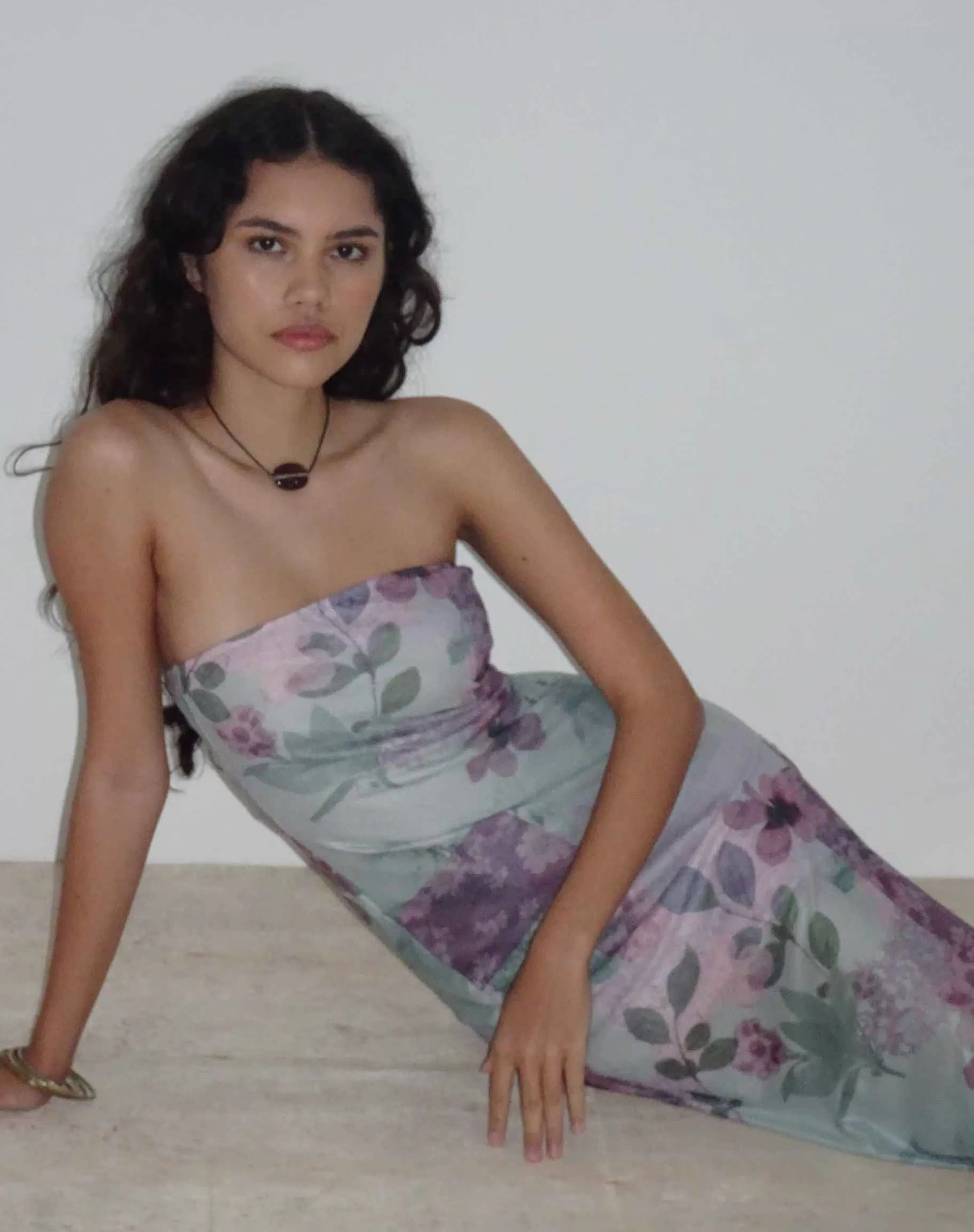 Store Nehwa Bandeau Mesh Midi Dress In PRINTED DRESSES | MIDI DRESSES