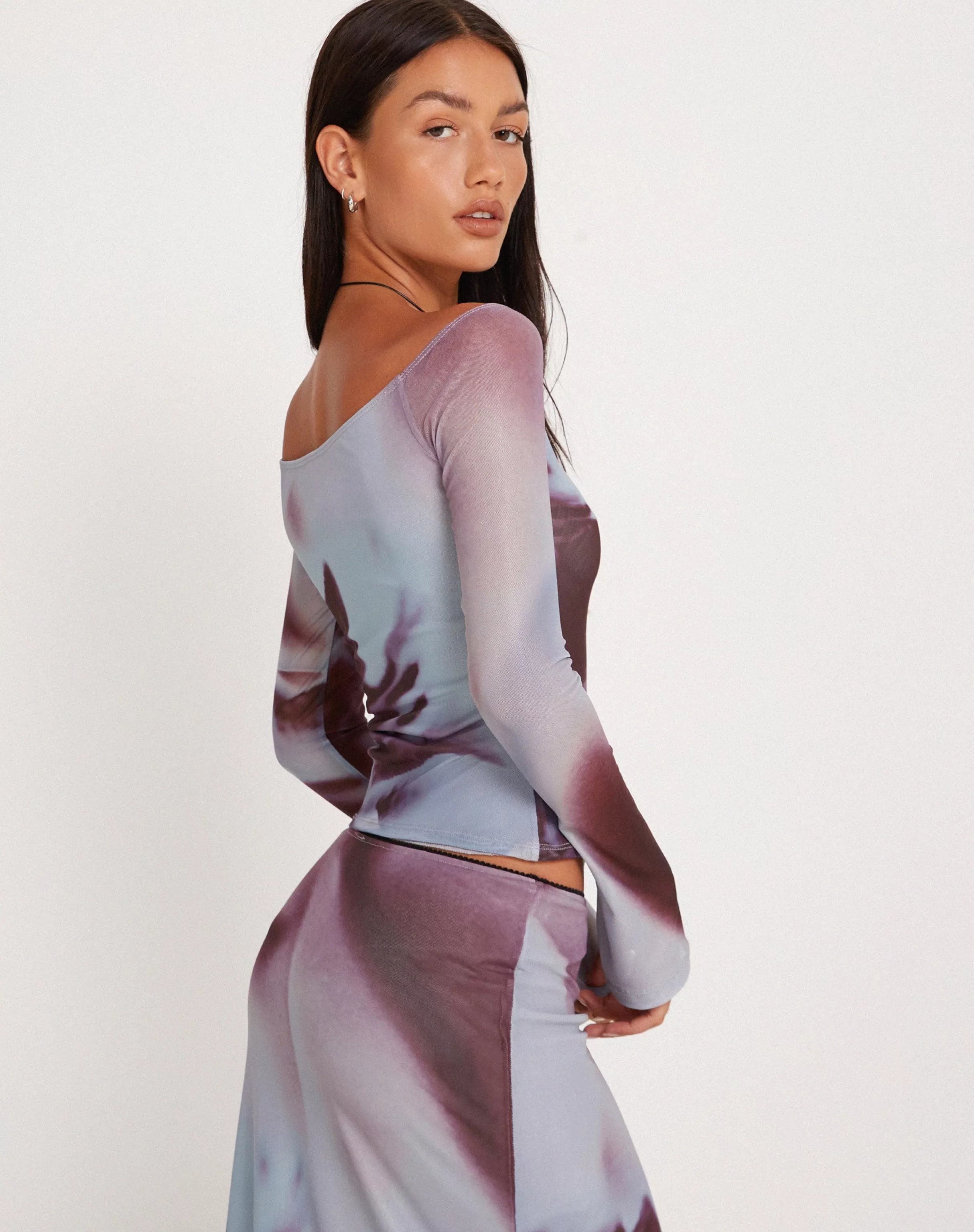 Best Sale Neira Long Sleeve Mesh Top In PRINTED TOPS