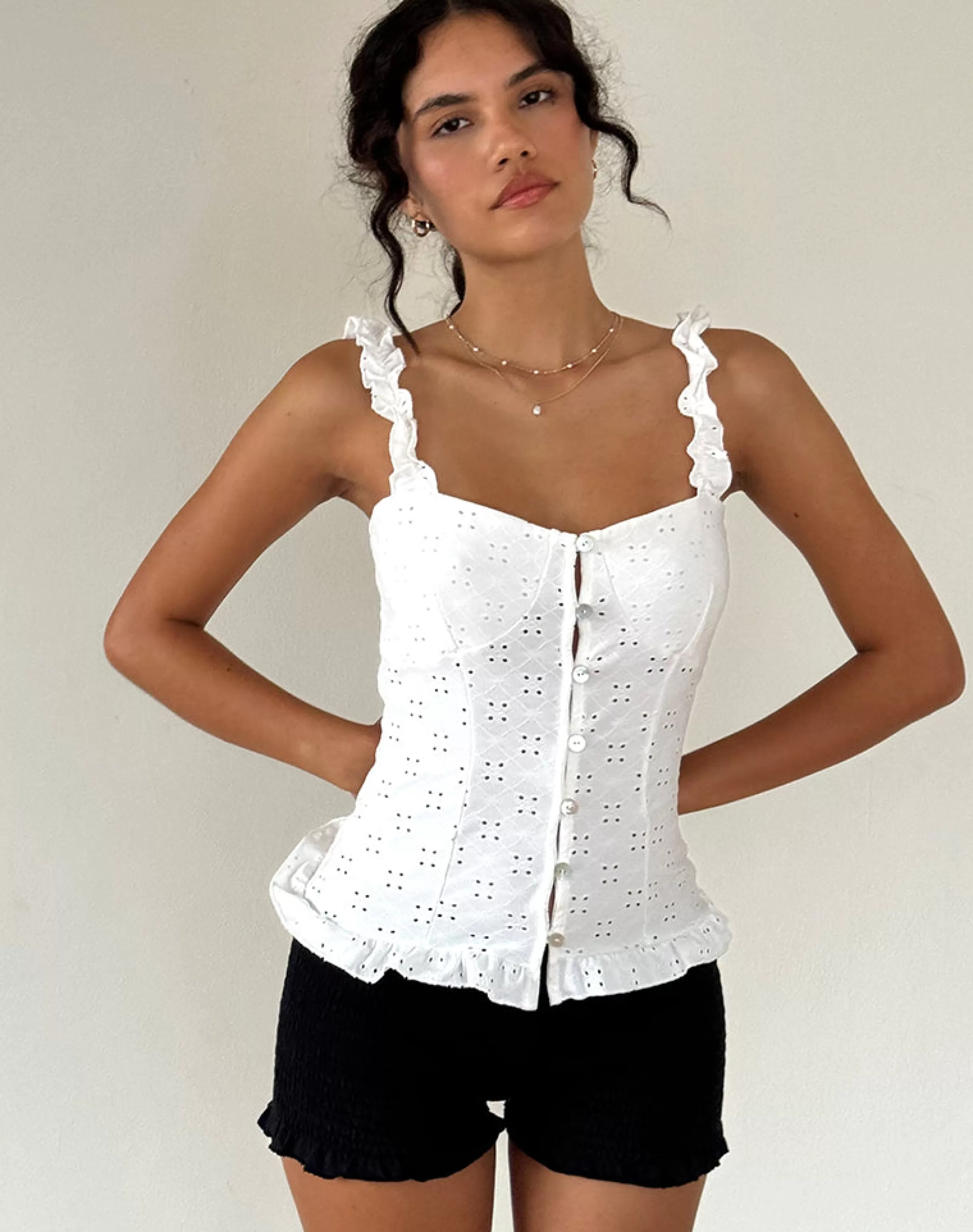 Flash Sale Neroli Corset Top In Broderie White STRAWBERRY GIRL | GOING OUT TOPS