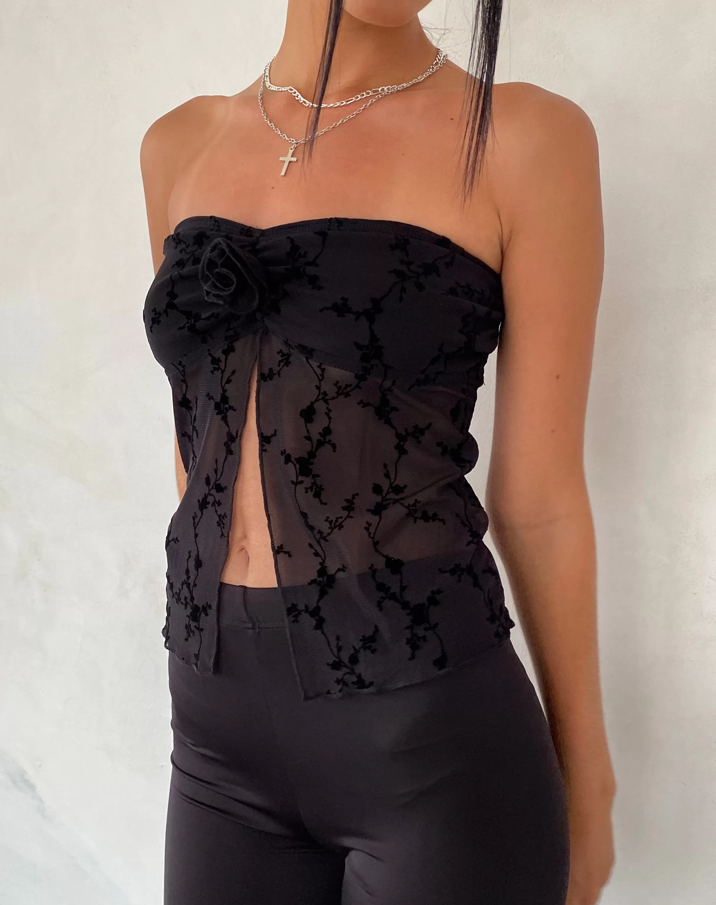 Sale Nicola Butterfly Top In Vine Flower Black SALE TOPS | BANDEAU TOPS