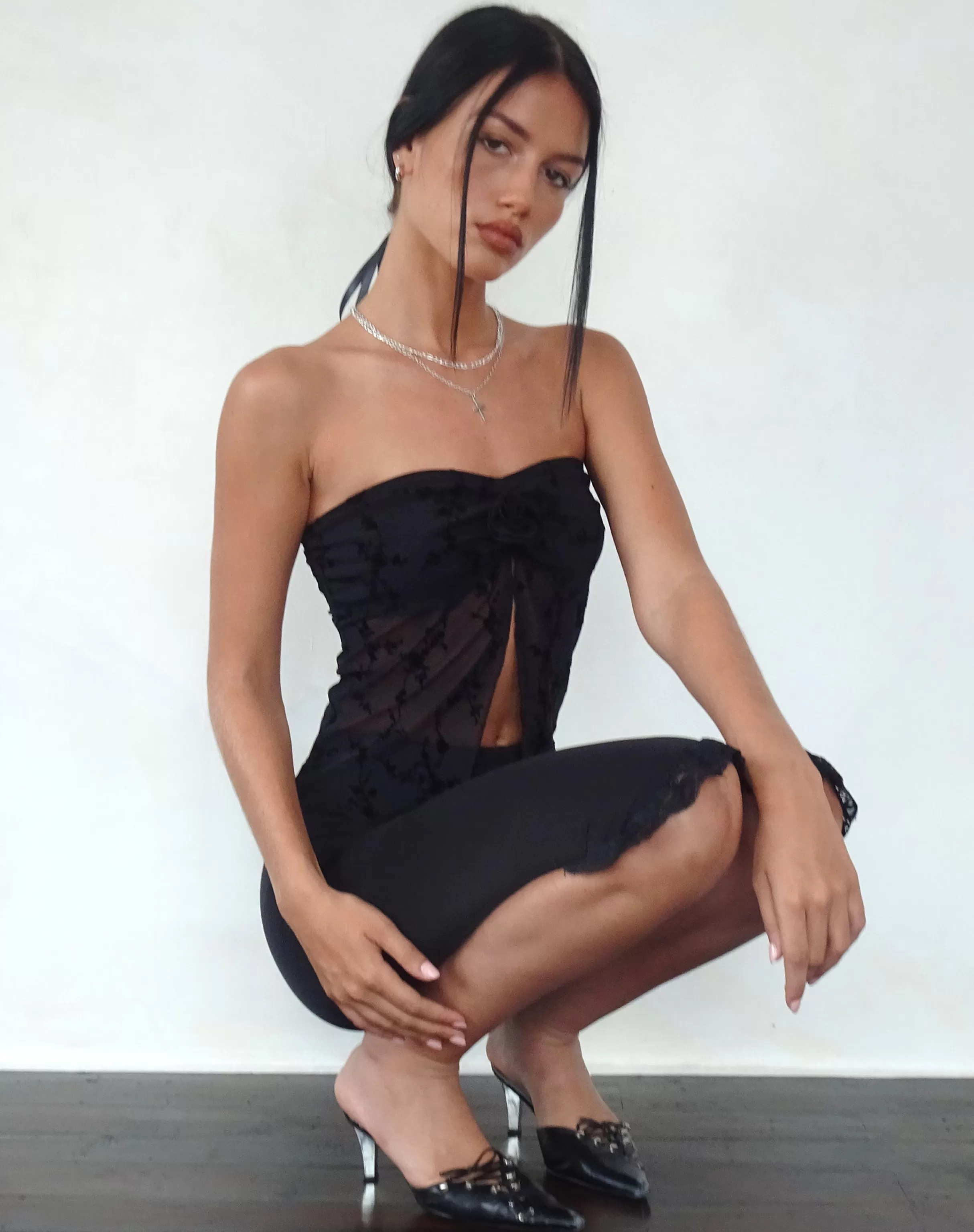 Sale Nicola Butterfly Top In Vine Flower Black SALE TOPS | BANDEAU TOPS