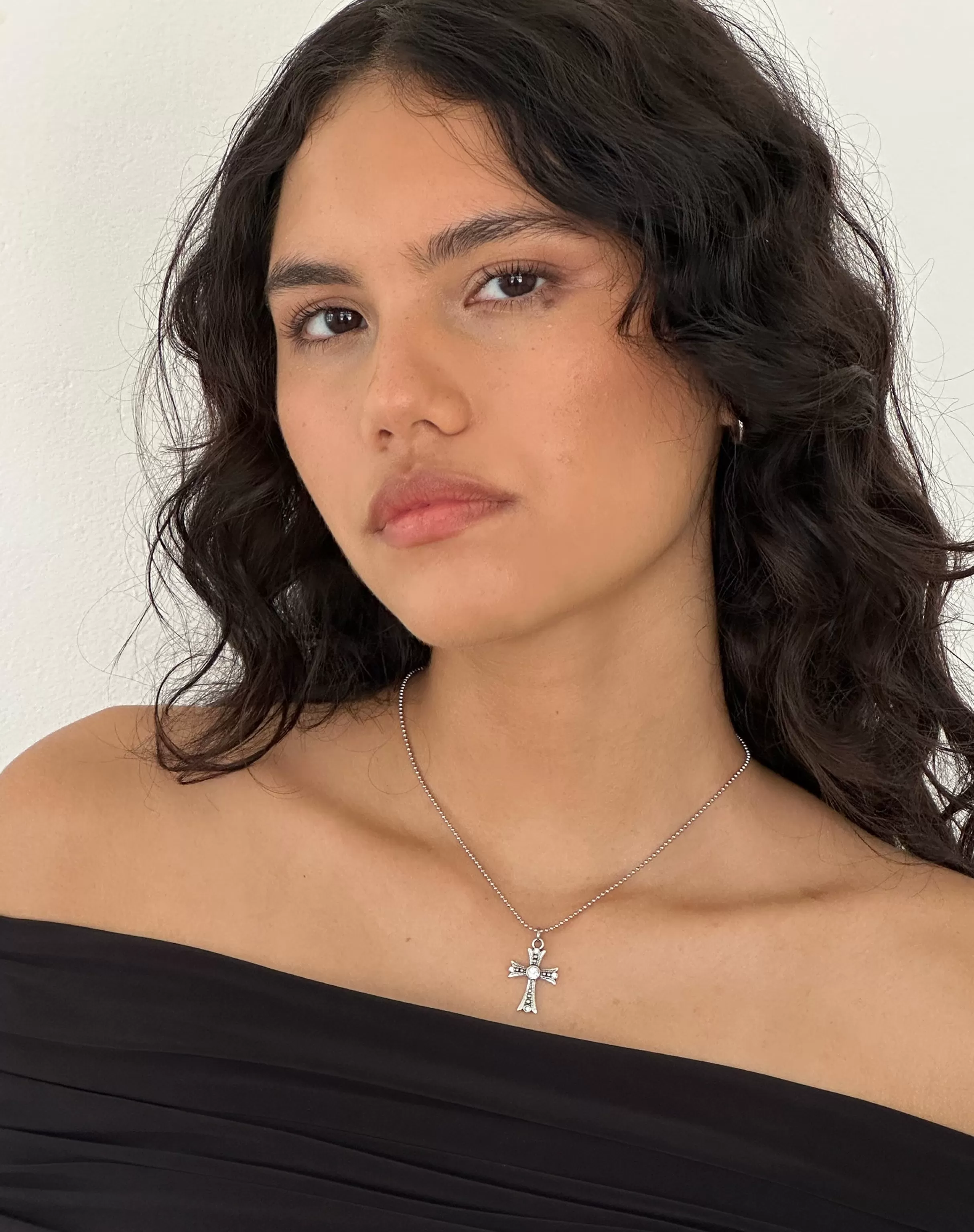 Store Niki Silver Cross Necklace By Gemini Jewels ACCESSORIES
