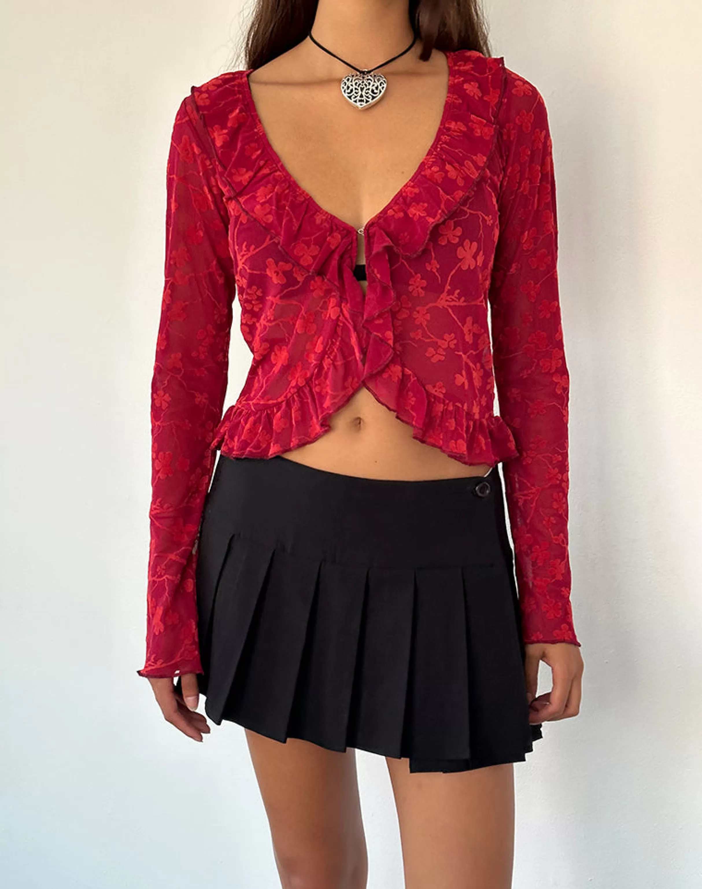 Sale Noemi Cardigan In Red Grunge Floral Flock CARDIGANS | PRINTED TOPS