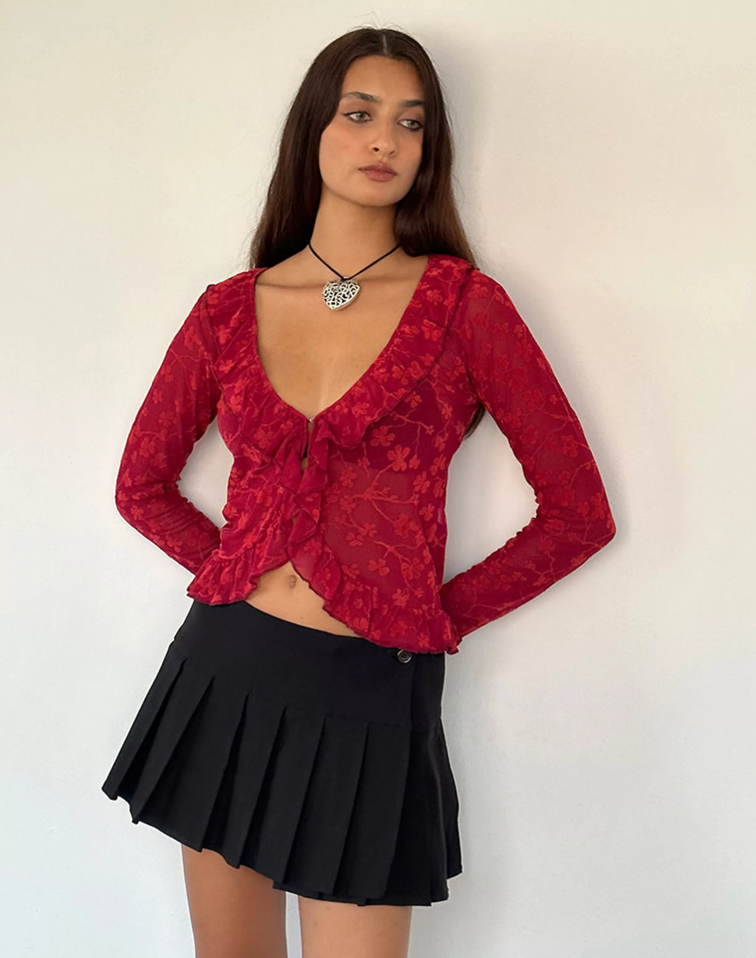Sale Noemi Cardigan In Red Grunge Floral Flock CARDIGANS | PRINTED TOPS