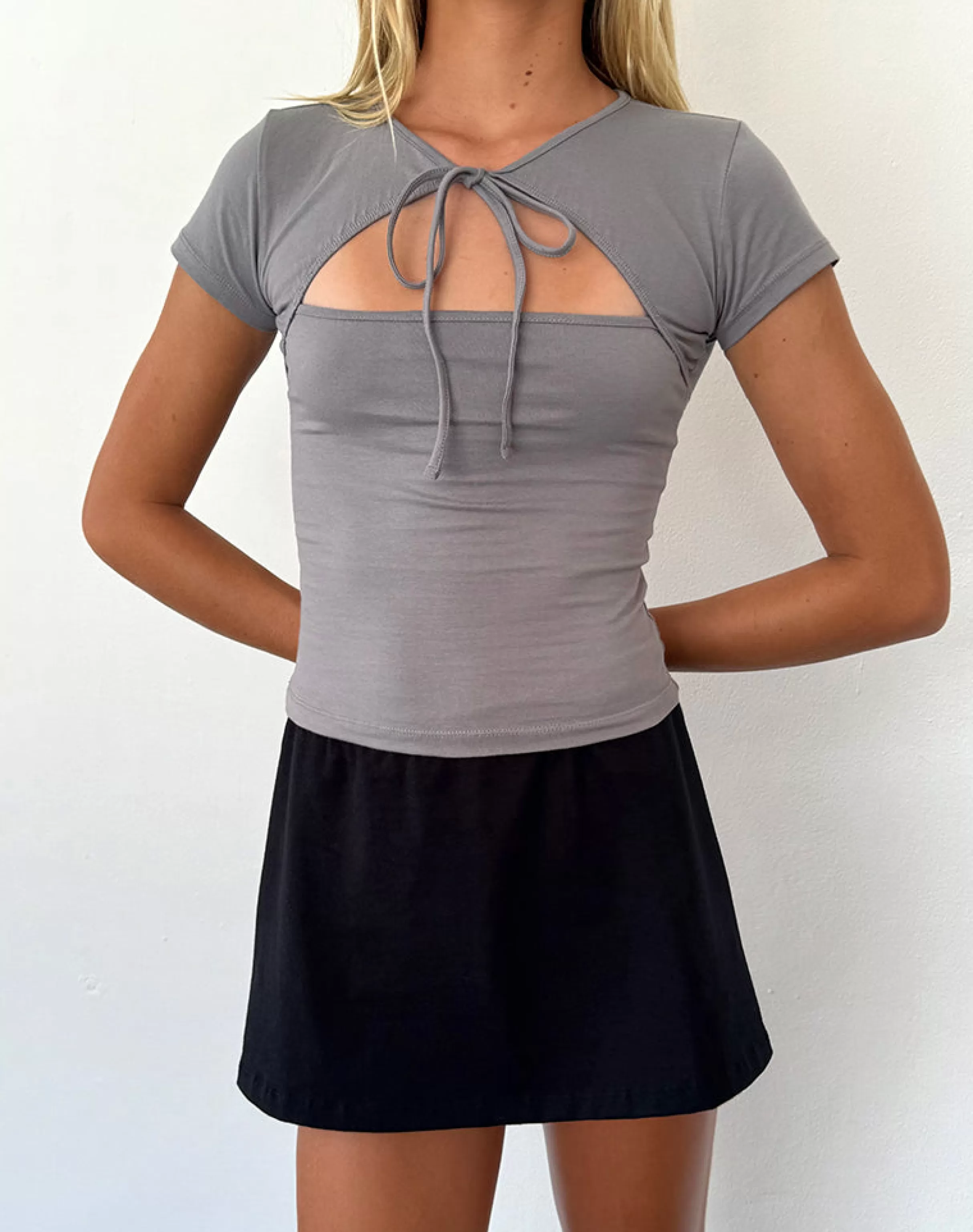 Store Novalie Tie Front Top In BASIC TOPS | TEES