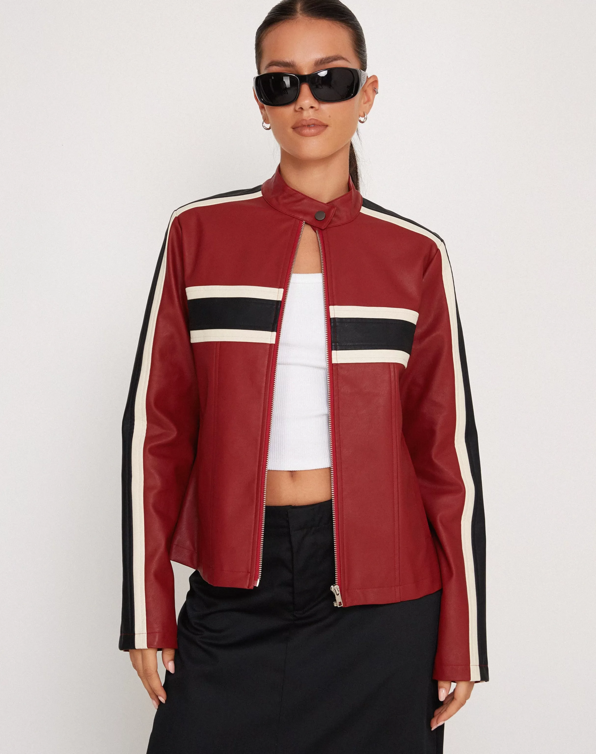 Store Oliver Zip Up Jacket In Stripe PU JACKETS | JACKETS