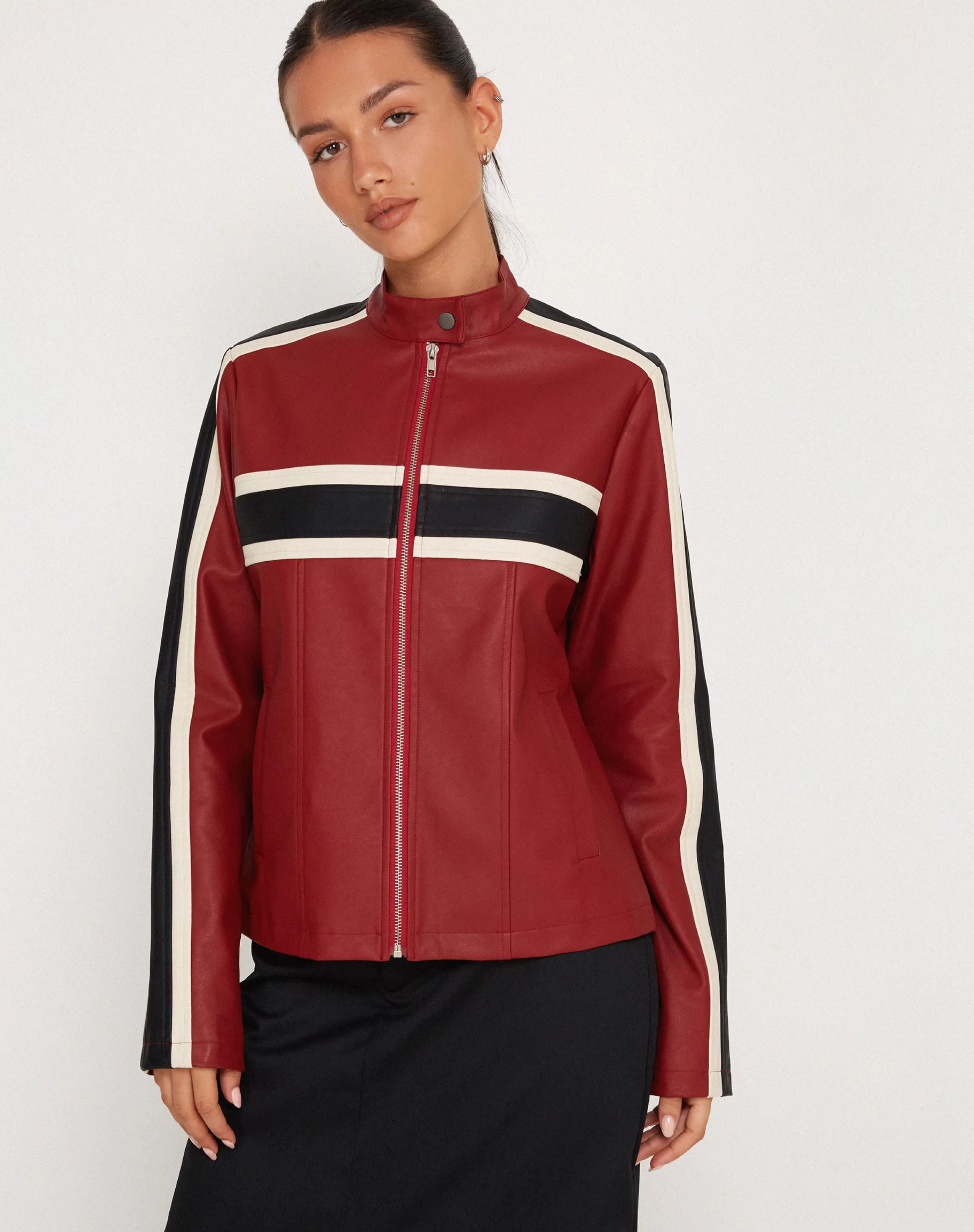 Store Oliver Zip Up Jacket In Stripe PU JACKETS | JACKETS