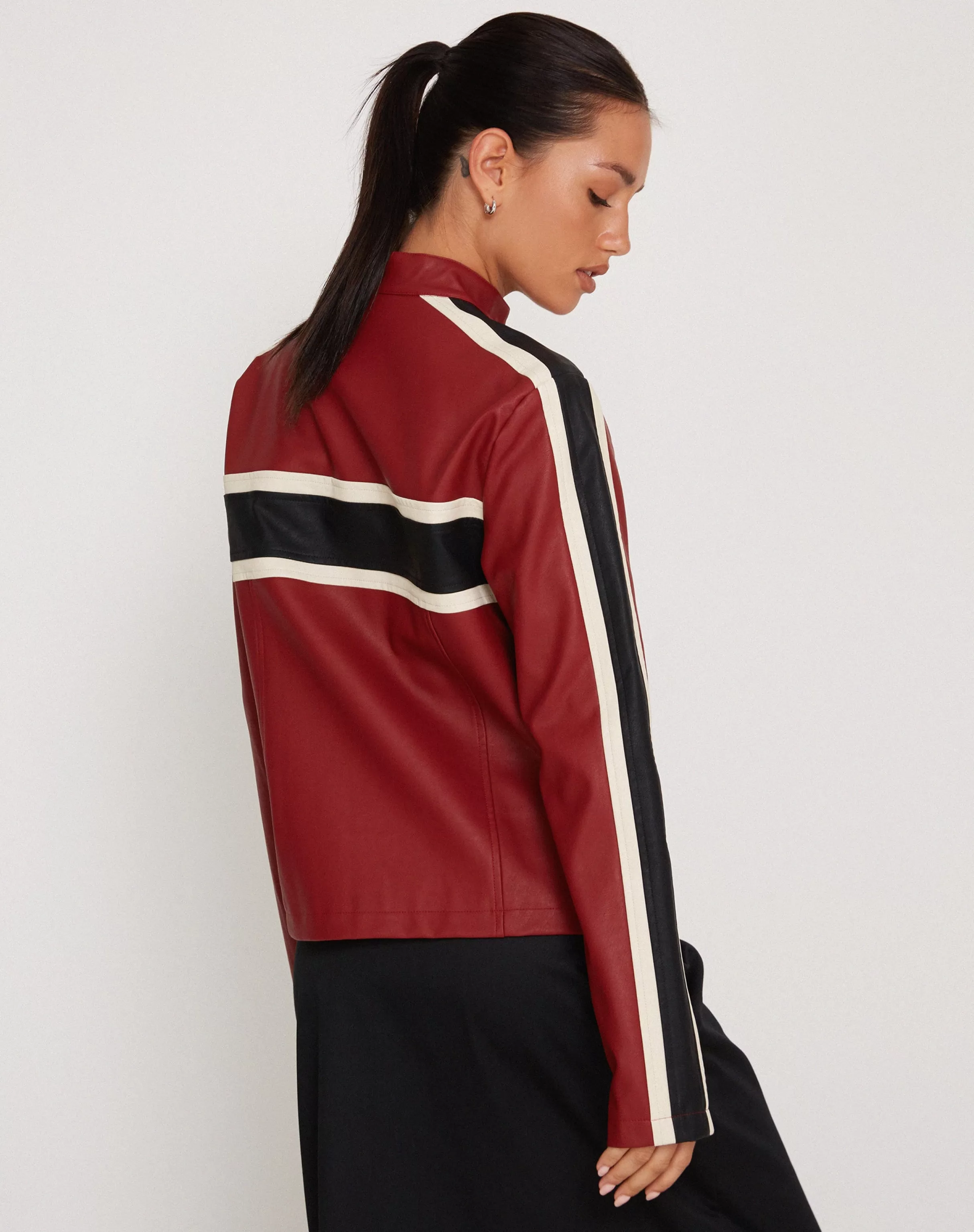 Store Oliver Zip Up Jacket In Stripe PU JACKETS | JACKETS