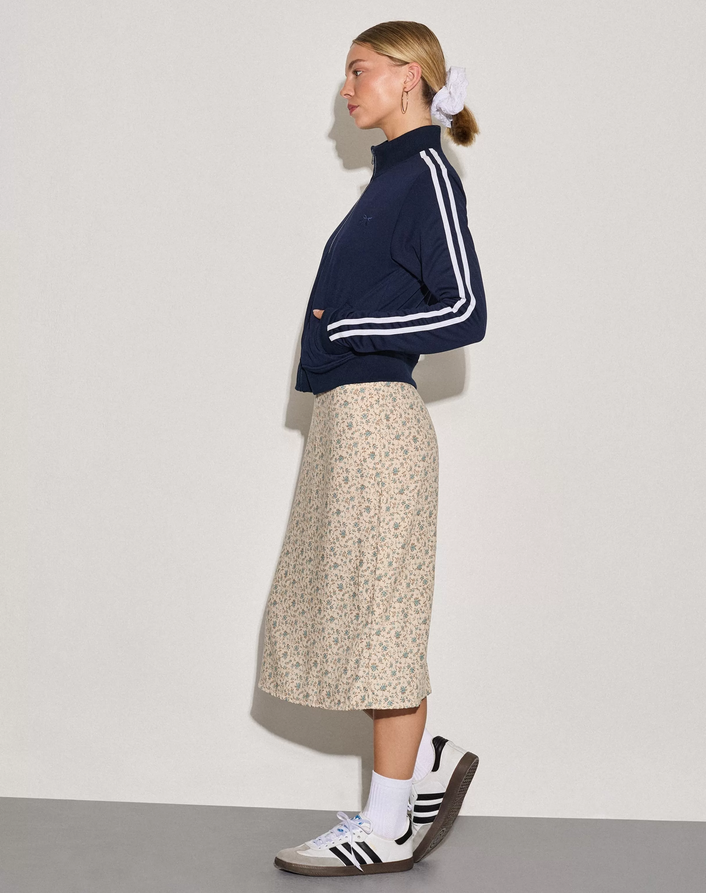 Best Sale Orion Zip Up Jumper In Navy With White Stripes And M Embroidery SALE KNITWEAR | JUMPERS