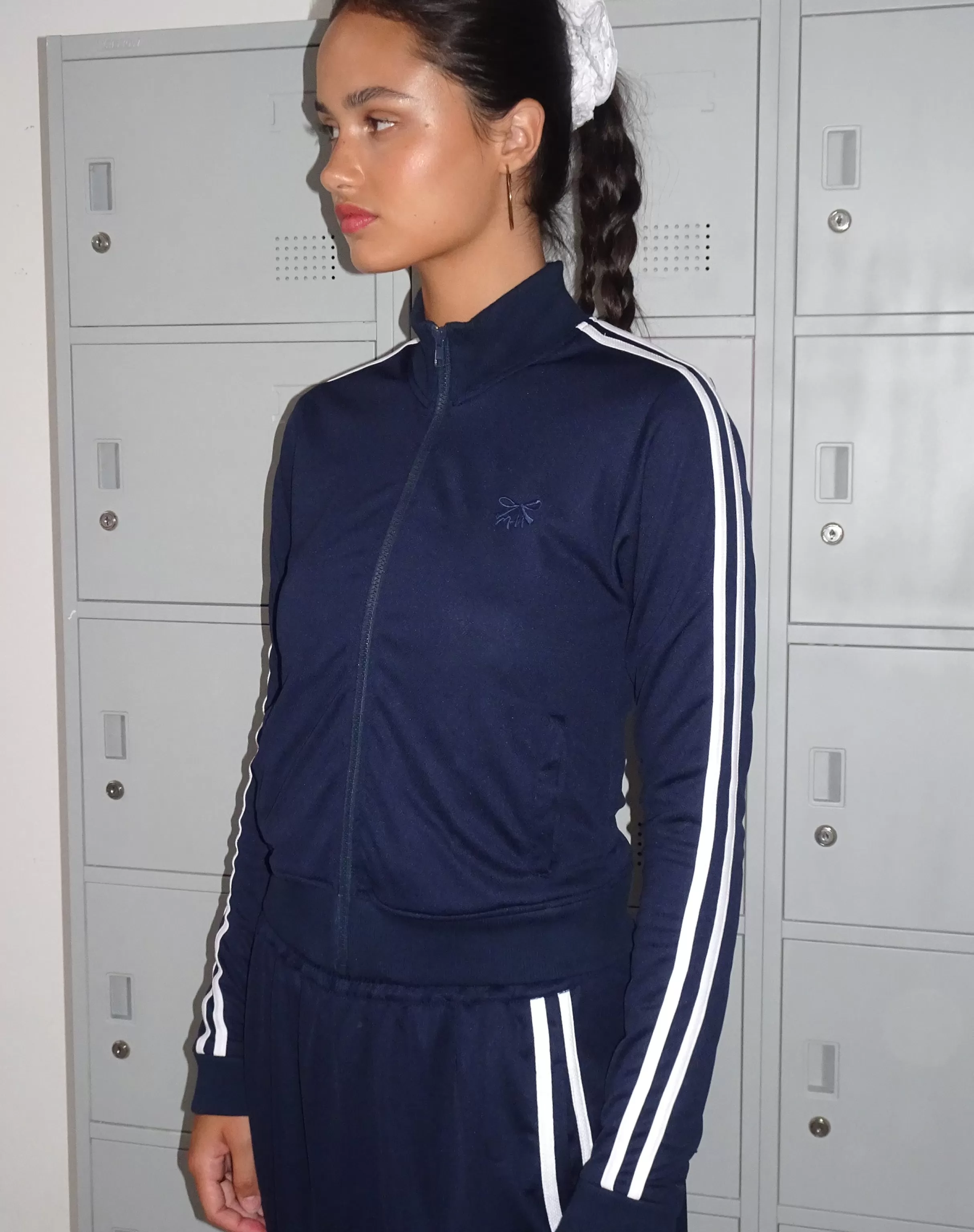 Best Sale Orion Zip Up Jumper In Navy With White Stripes And M Embroidery SALE KNITWEAR | JUMPERS