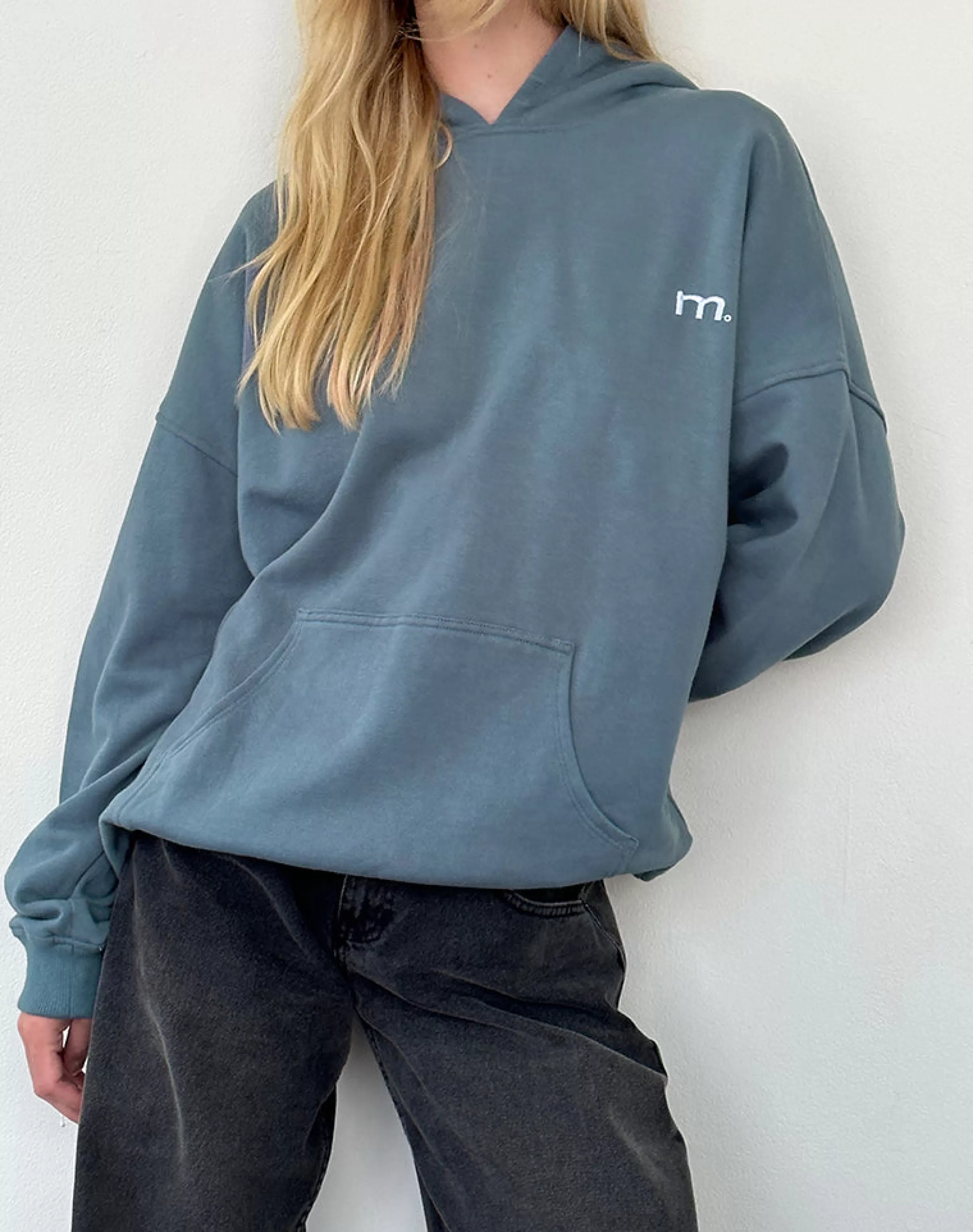 New Oversized Hoodie In Blue Mirage With White 'MOTEL' Embroidery LOUNGEWEAR | HOODIES & SWEATSHIRTS