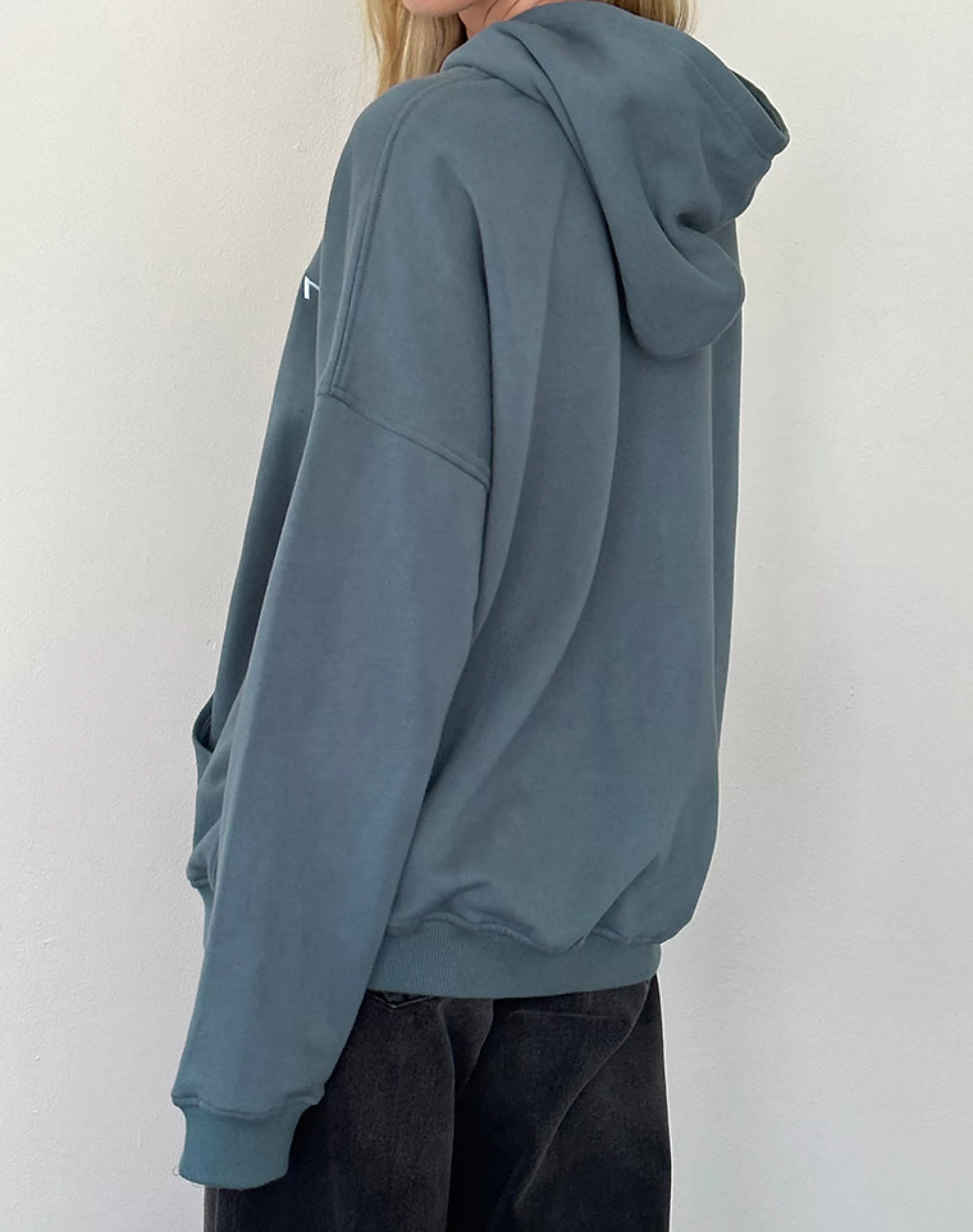 New Oversized Hoodie In Blue Mirage With White 'MOTEL' Embroidery LOUNGEWEAR | HOODIES & SWEATSHIRTS