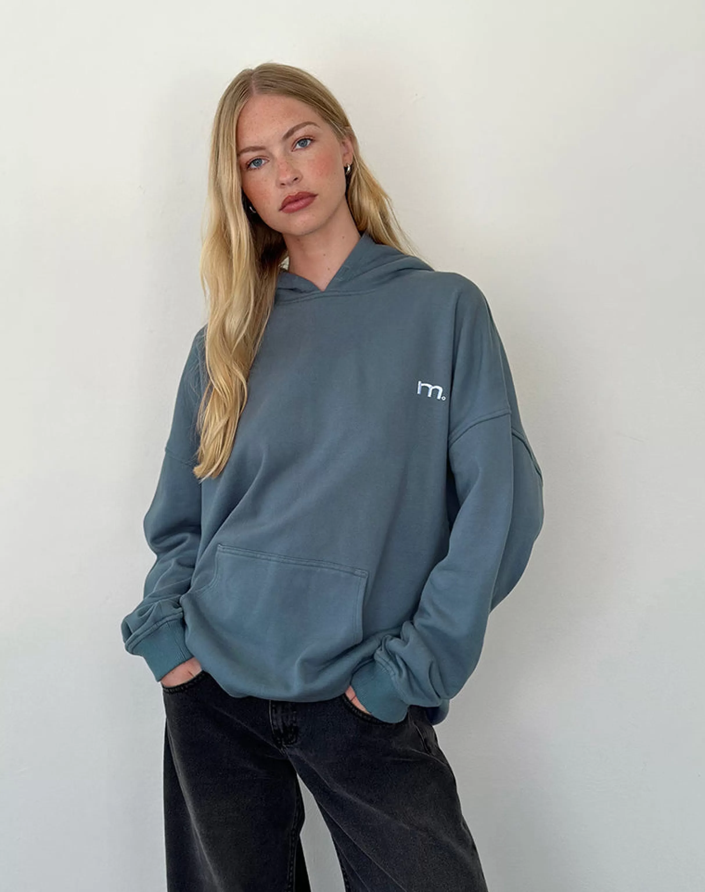 New Oversized Hoodie In Blue Mirage With White 'MOTEL' Embroidery LOUNGEWEAR | HOODIES & SWEATSHIRTS