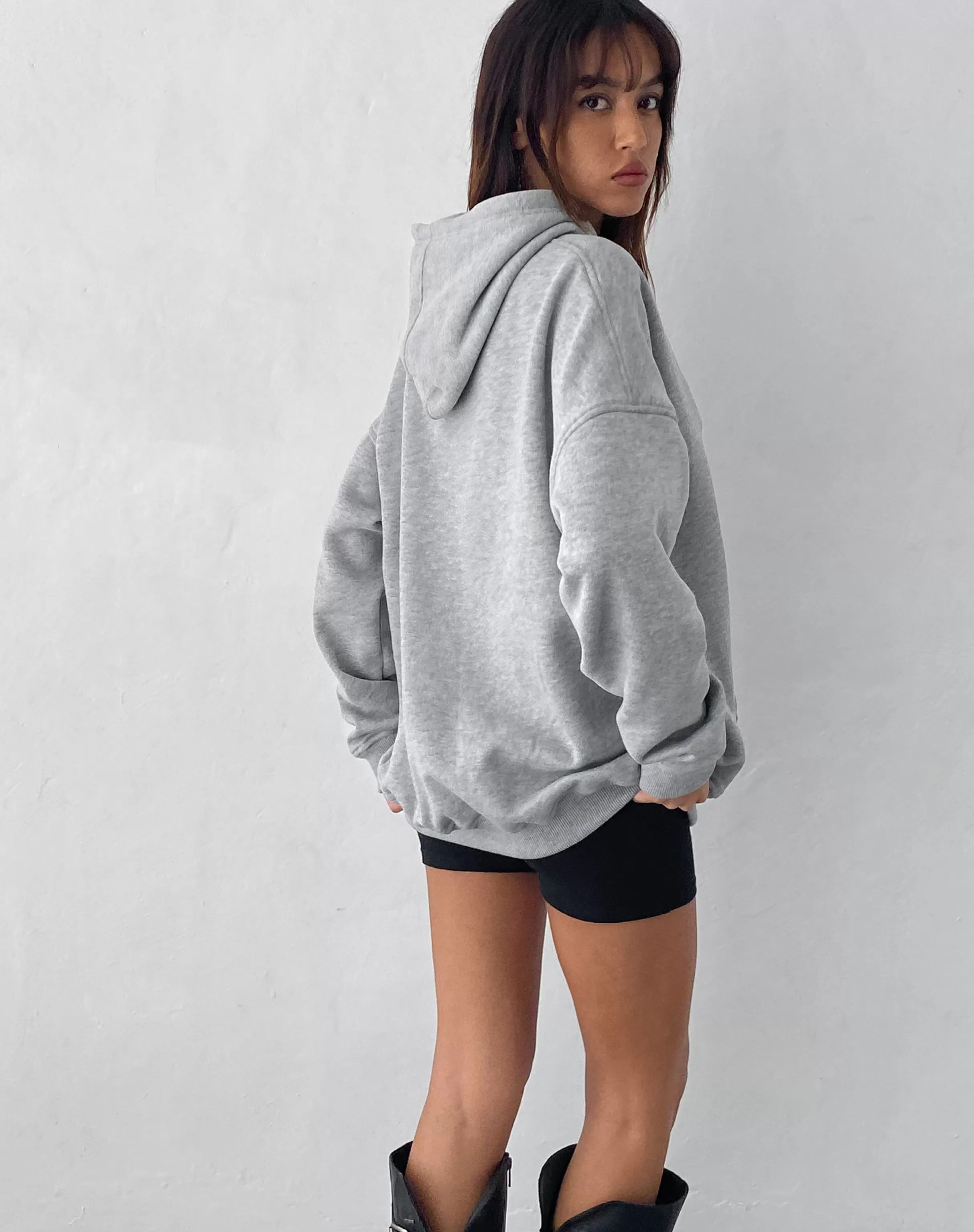 Discount Oversized Hoodie In Grey Marl With Worst Nightmare Embroidery LOUNGEWEAR | HOODIES & SWEATSHIRTS