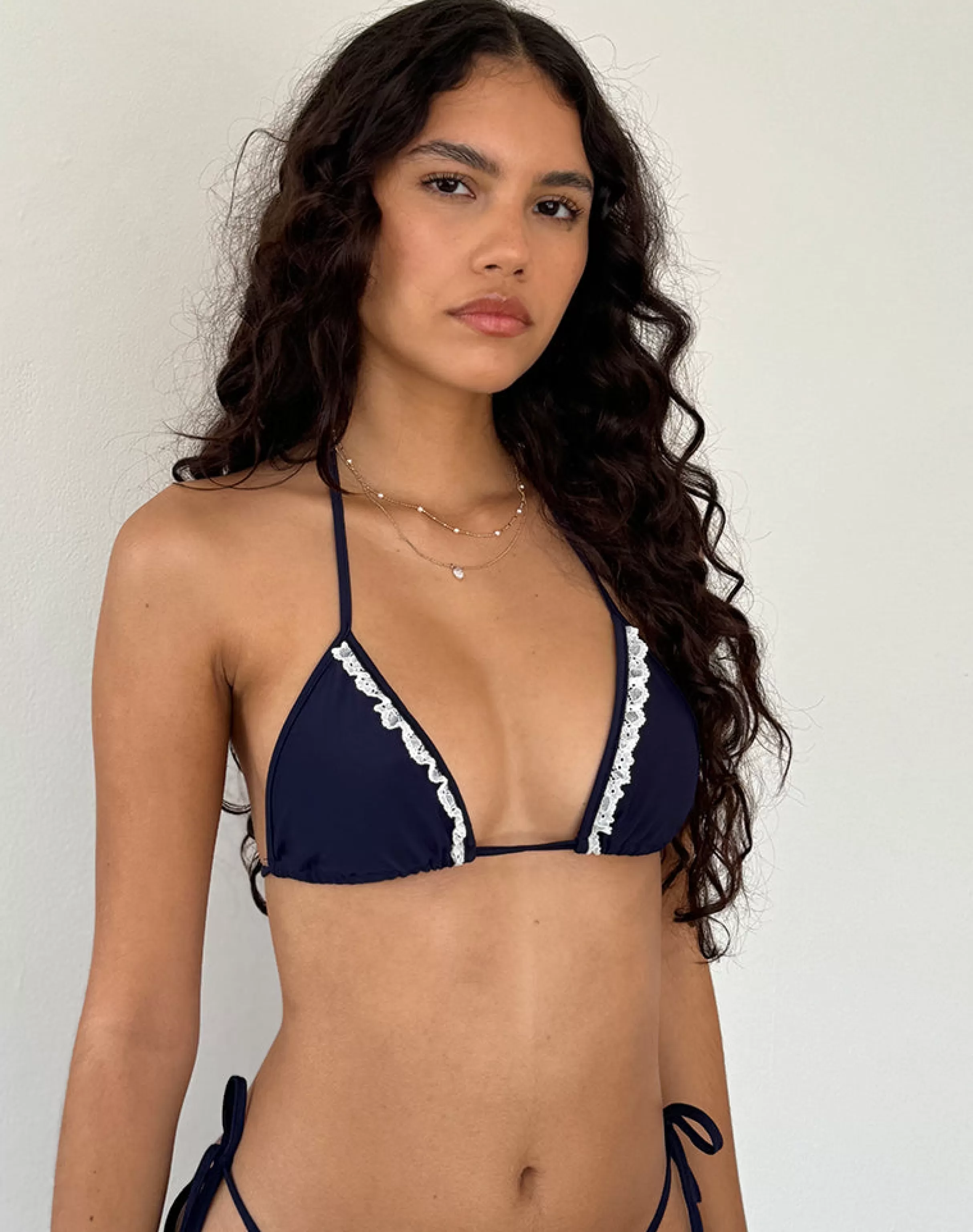 Outlet Pami Broderie Trim Bikini Top In SWIMWEAR