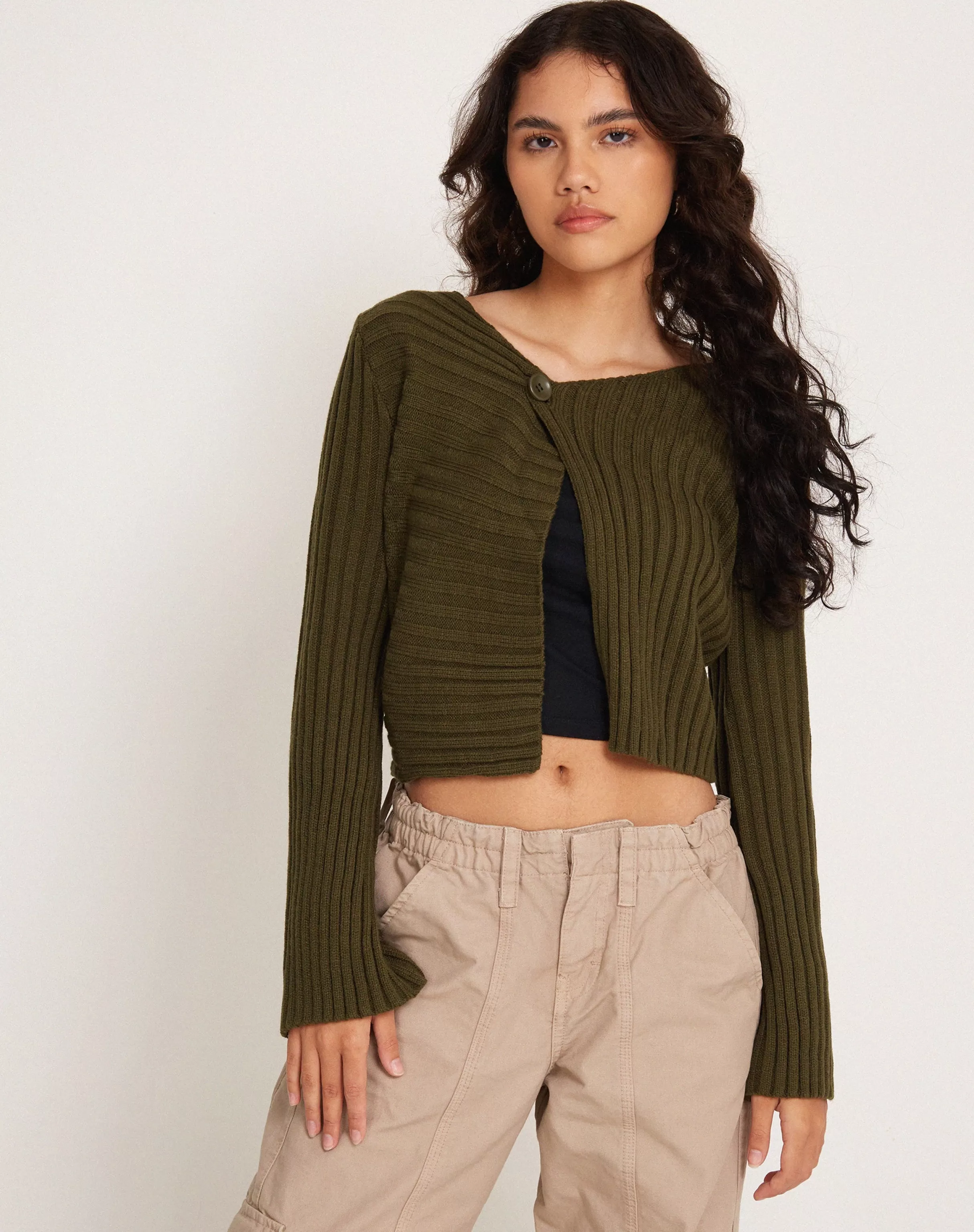 Discount Penelope Cardi In Deep Olive SALE KNITWEAR | CARDIGANS