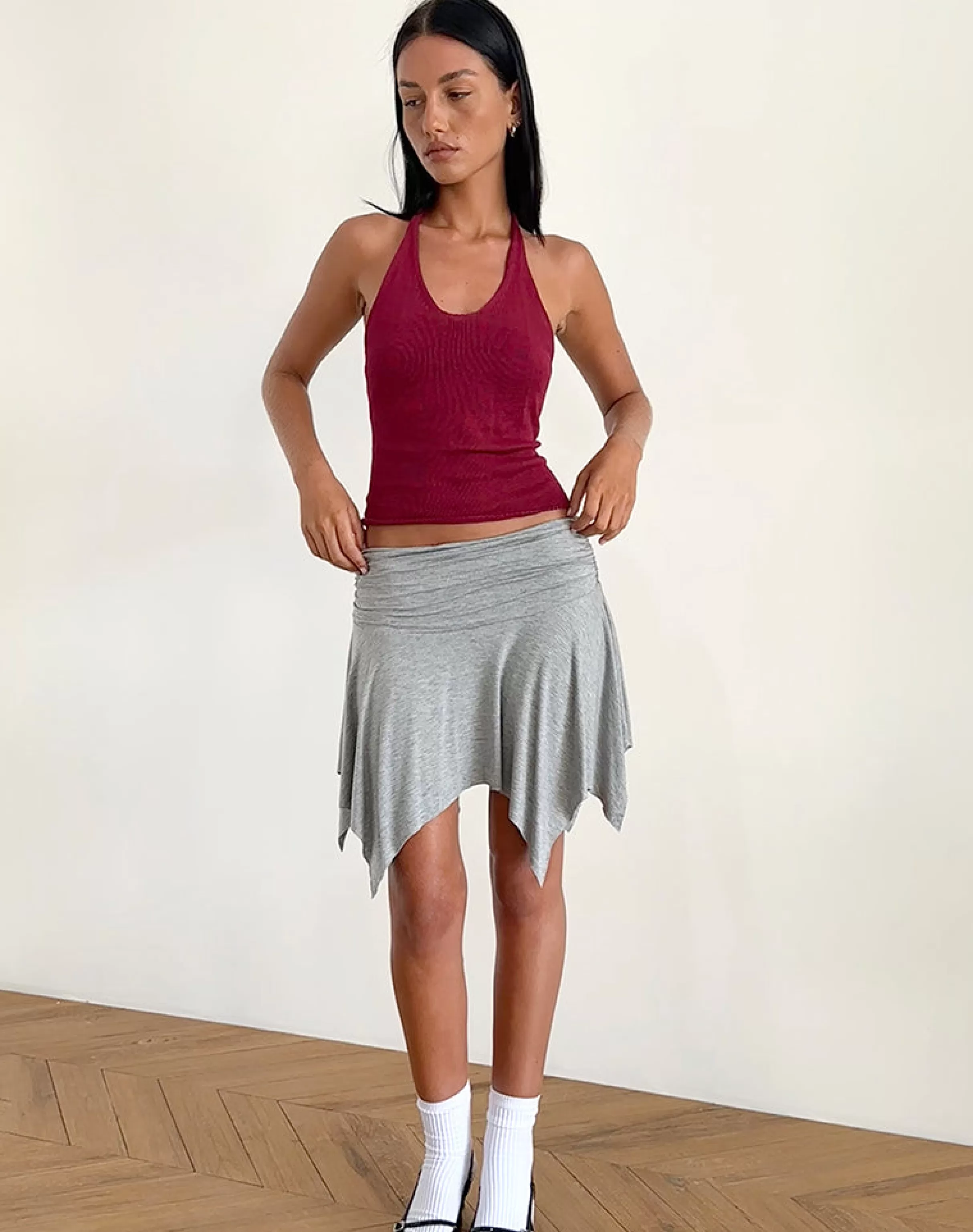 New Priscilla Halter Top In Sheer Knit Red HALTERNECK TOPS | GOING OUT TOPS