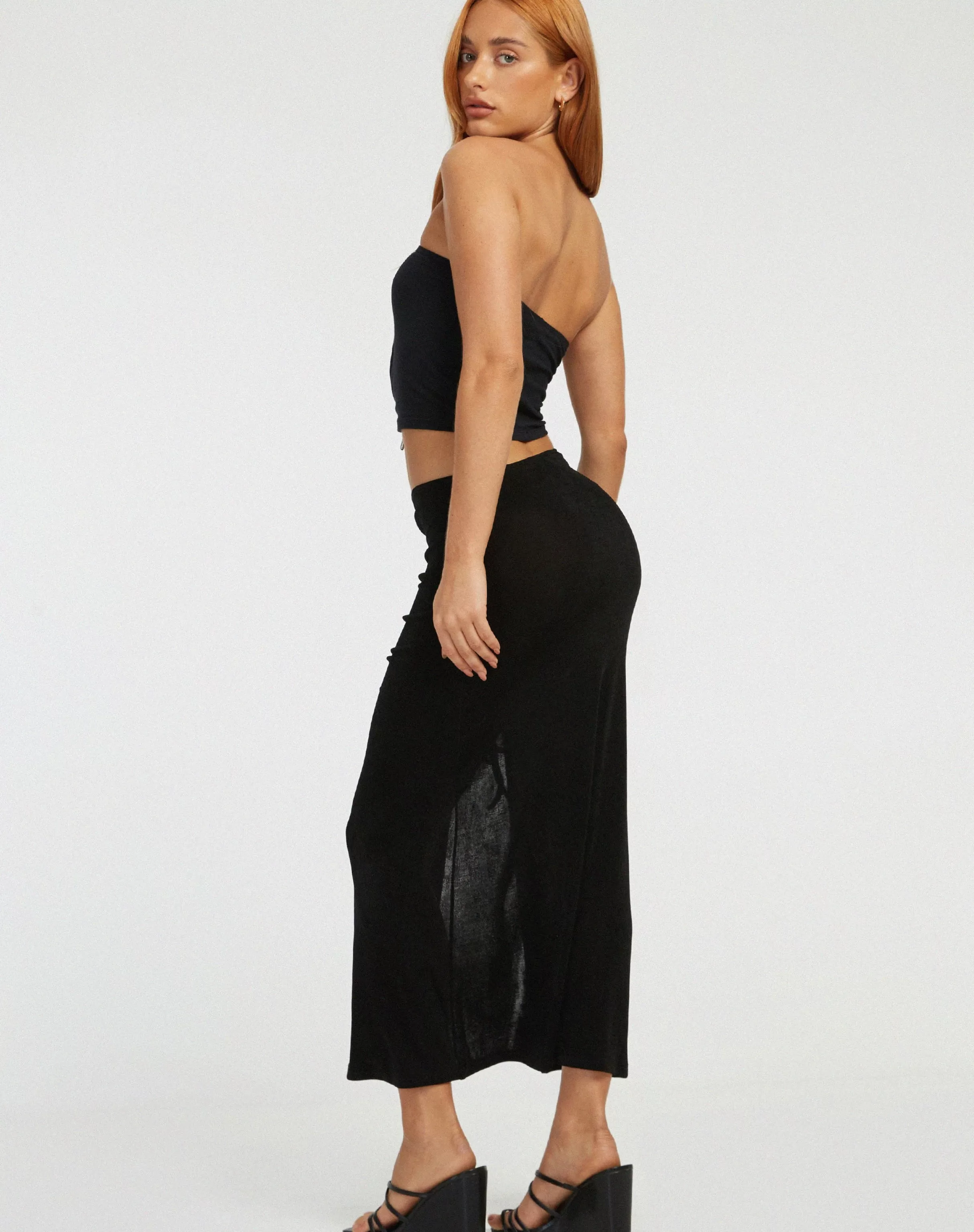 Shop Priyan Midi Skirt In Black SALE SKIRTS