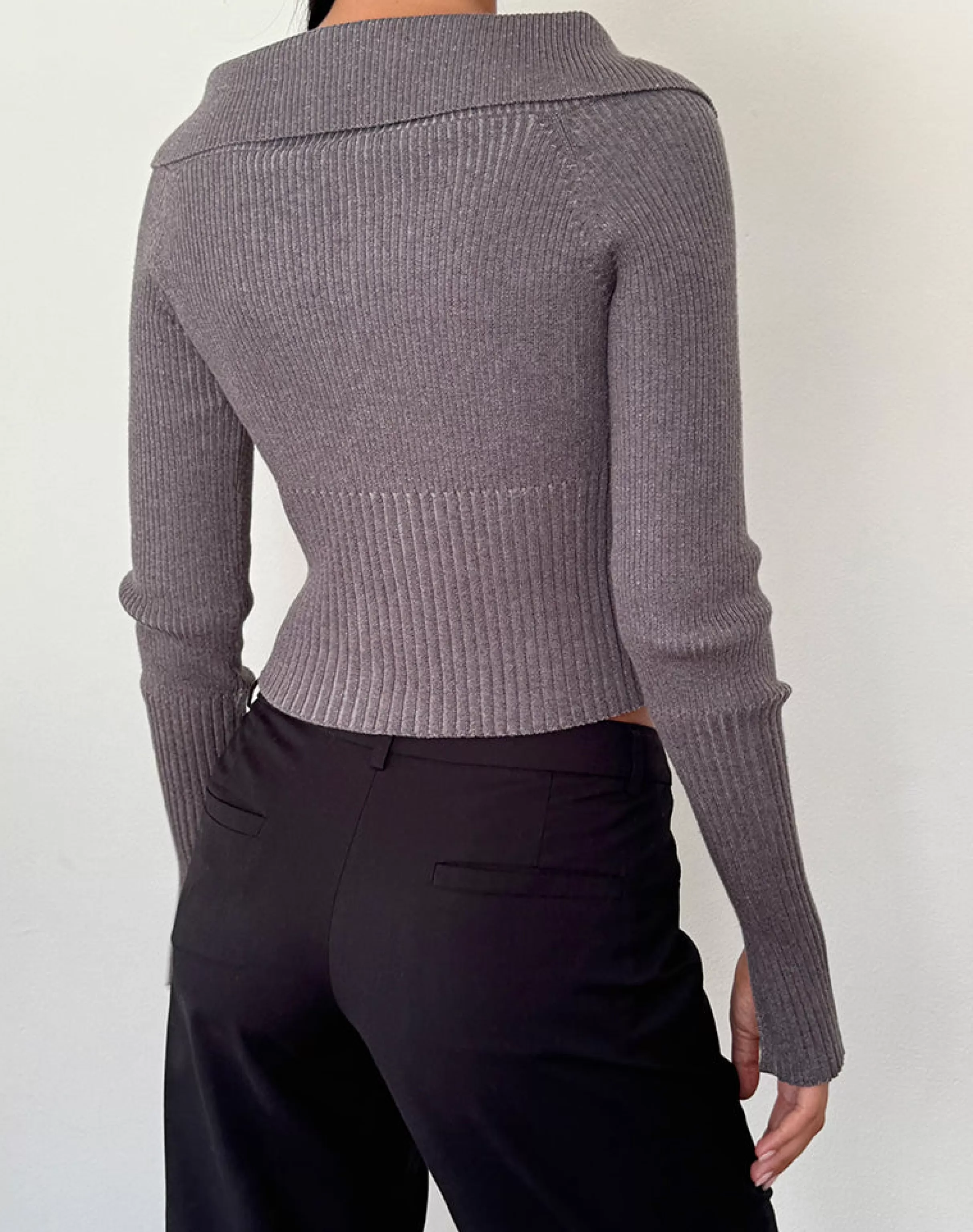 Fashion Radia Long Sleeve Off-Shoulder Zip Through Jumper In SALE KNITWEAR | JUMPERS