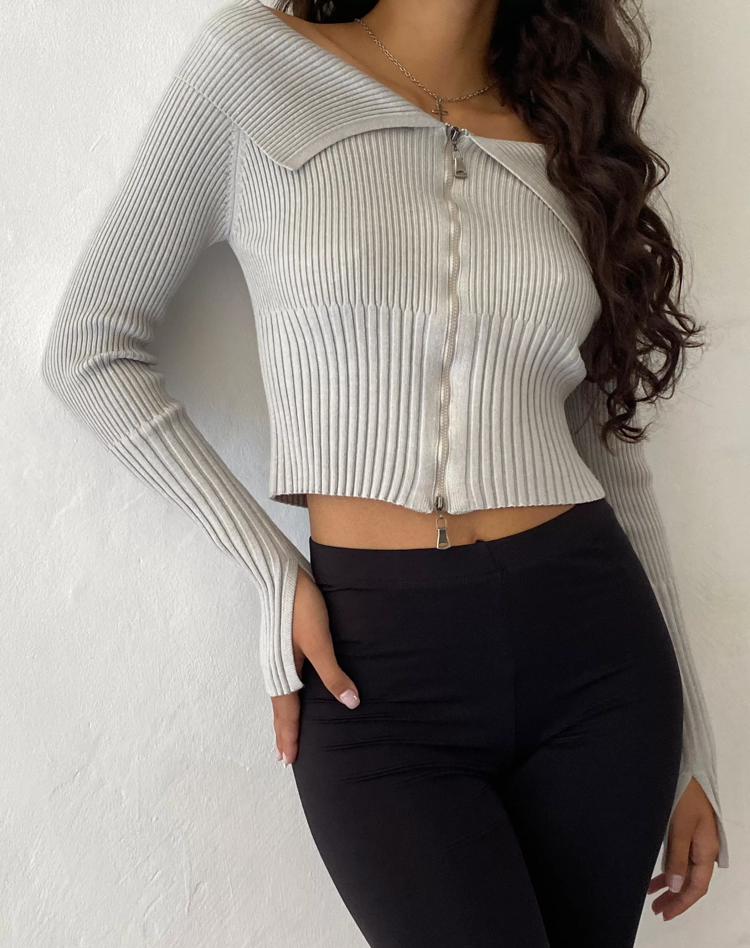 Best Sale Radia Long Sleeve Off-Shoulder Zip Thru Jumper In SALE KNITWEAR | JUMPERS