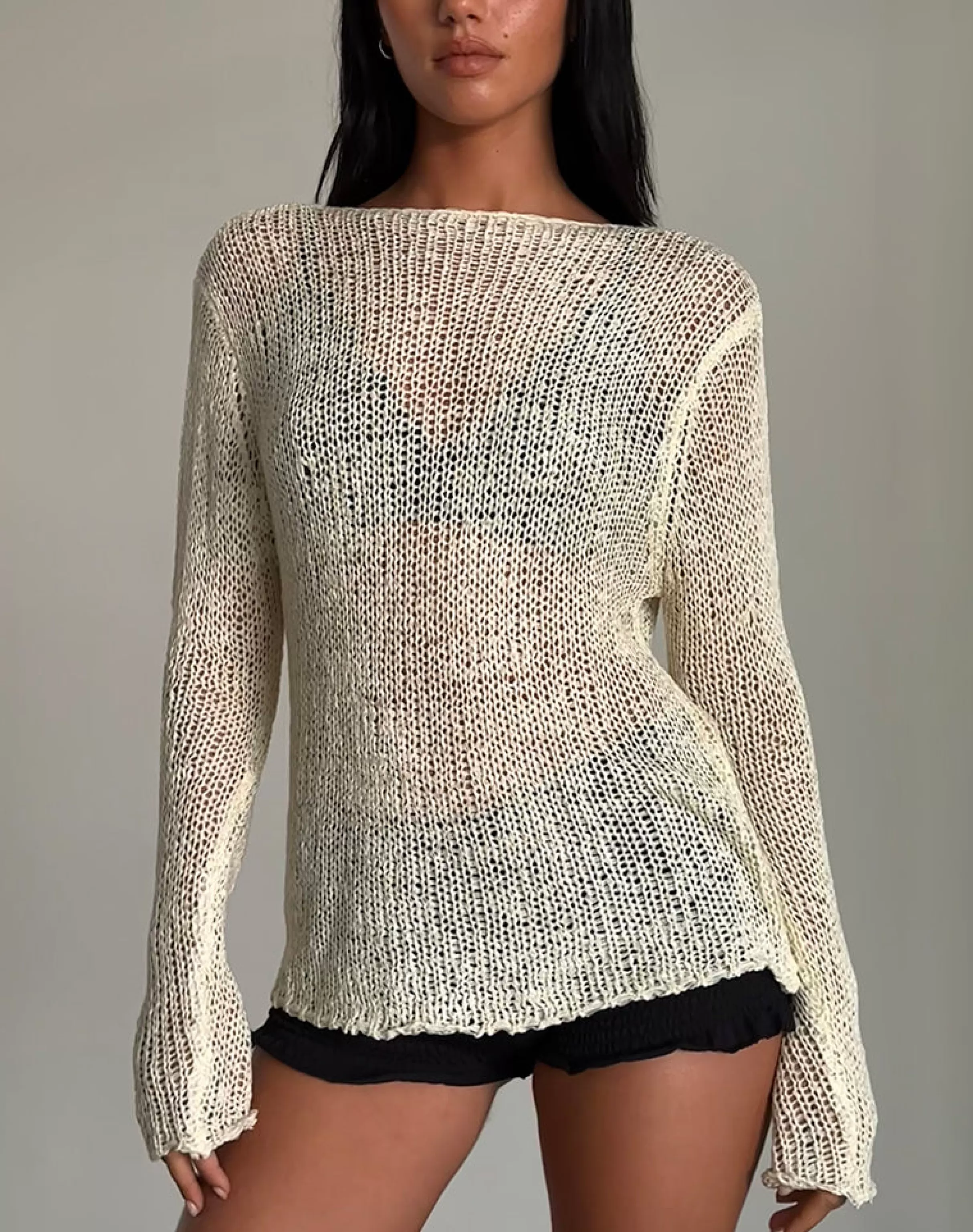 New Rajiya Open Weave Jumper In NEVERMORE | JUMPERS