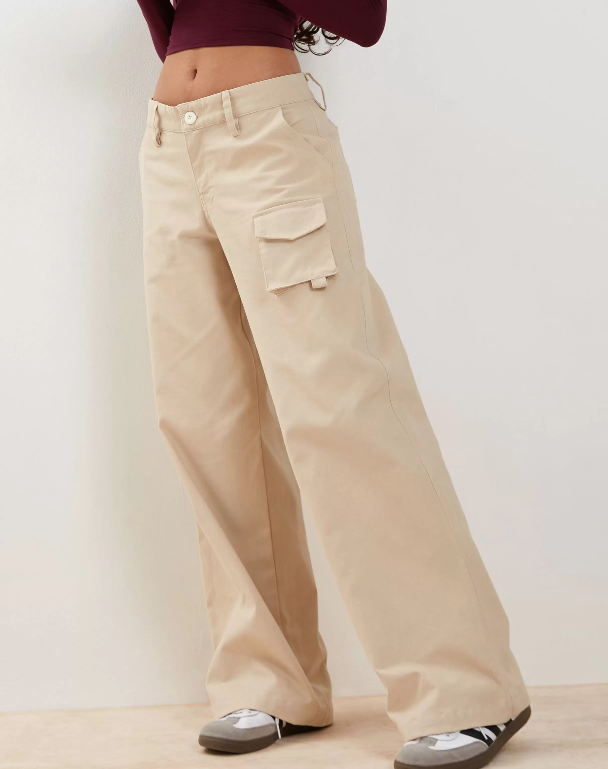 Store Renee Wide Leg Cargo Trouser In Ecru SALE TROUSERS | WIDE LEG TROUSERS