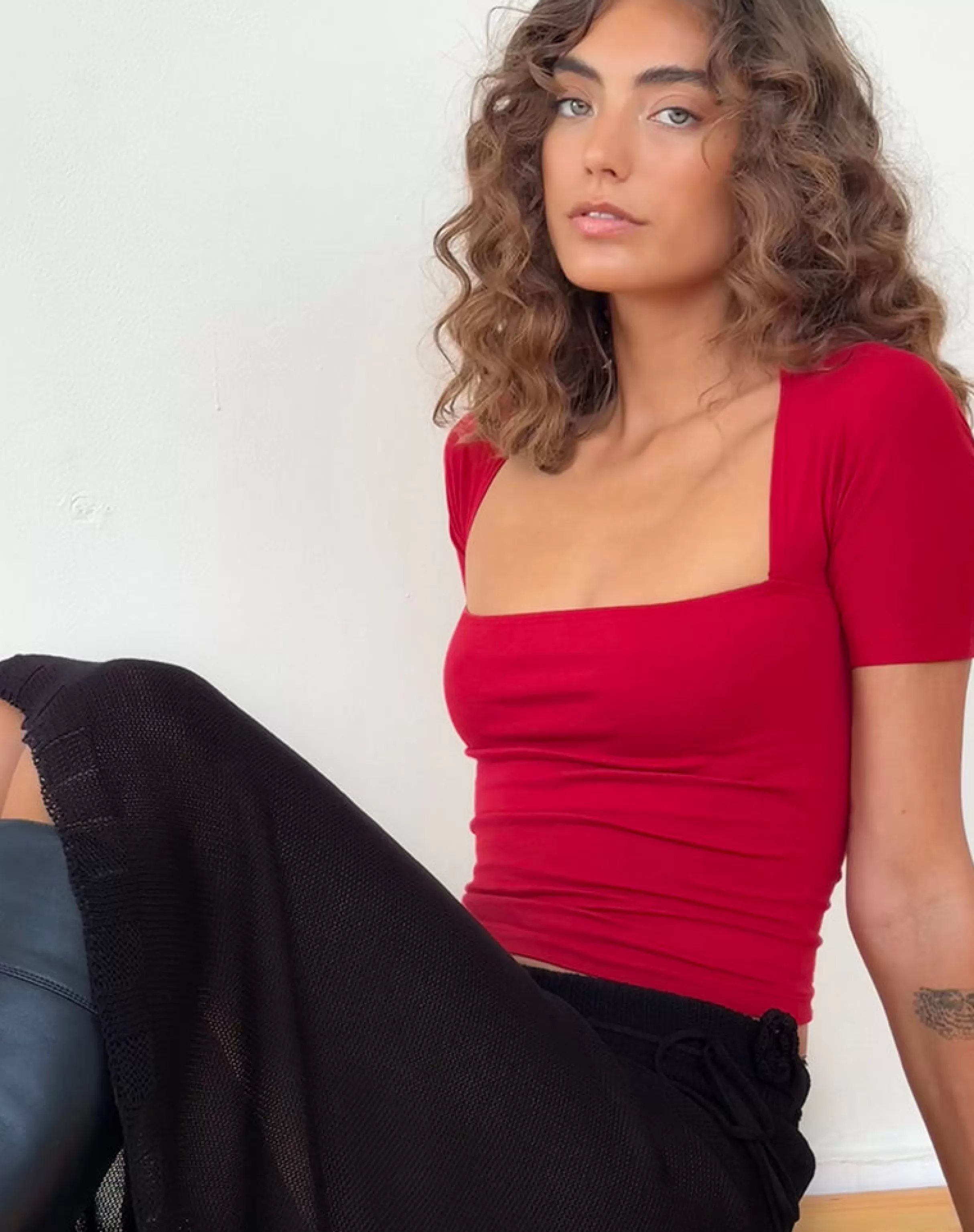 Cheap Requa Short Sleeve Square Neck Top In TEES