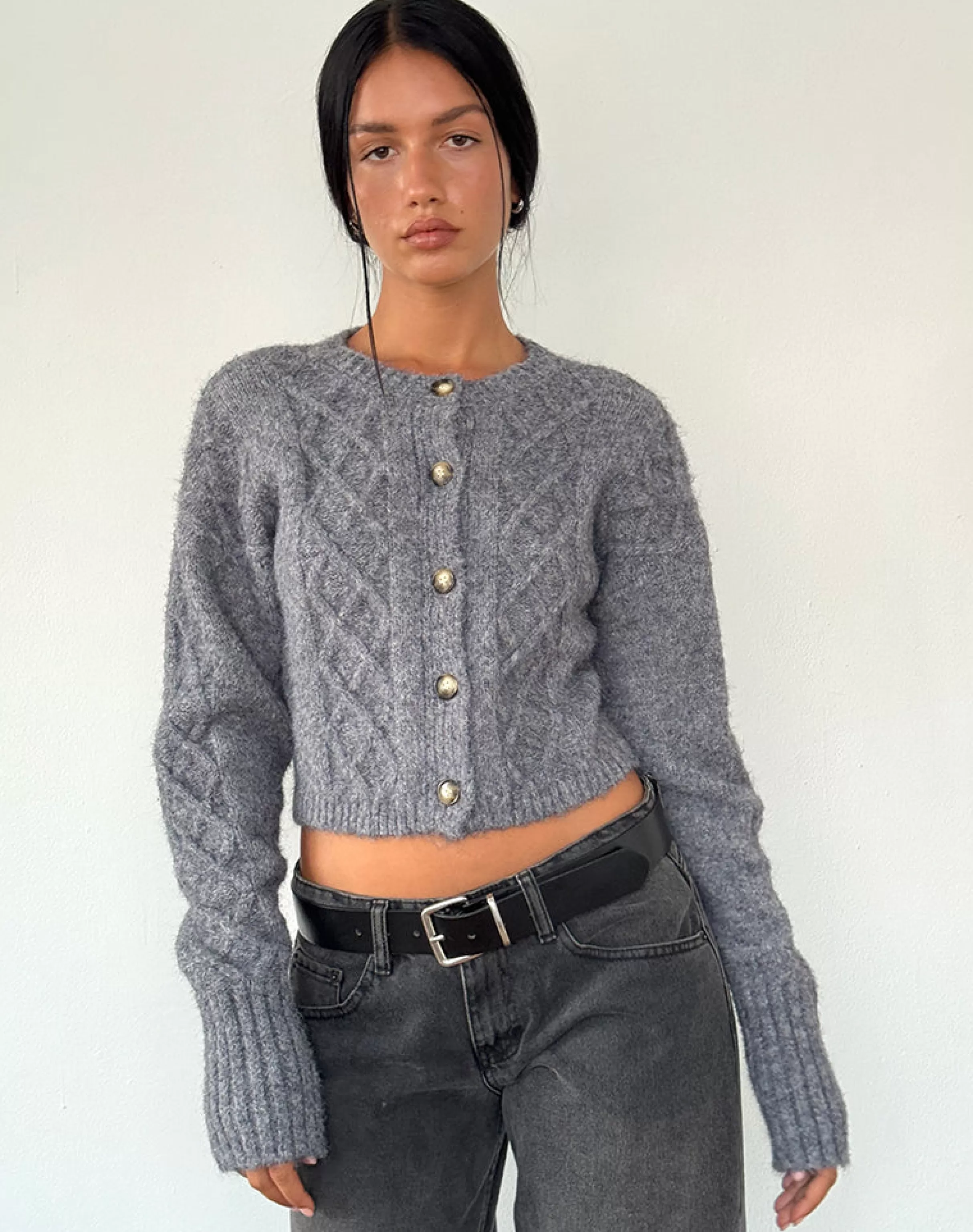 Flash Sale Rigel Cardigan In Cable Knit Grey CARDIGANS