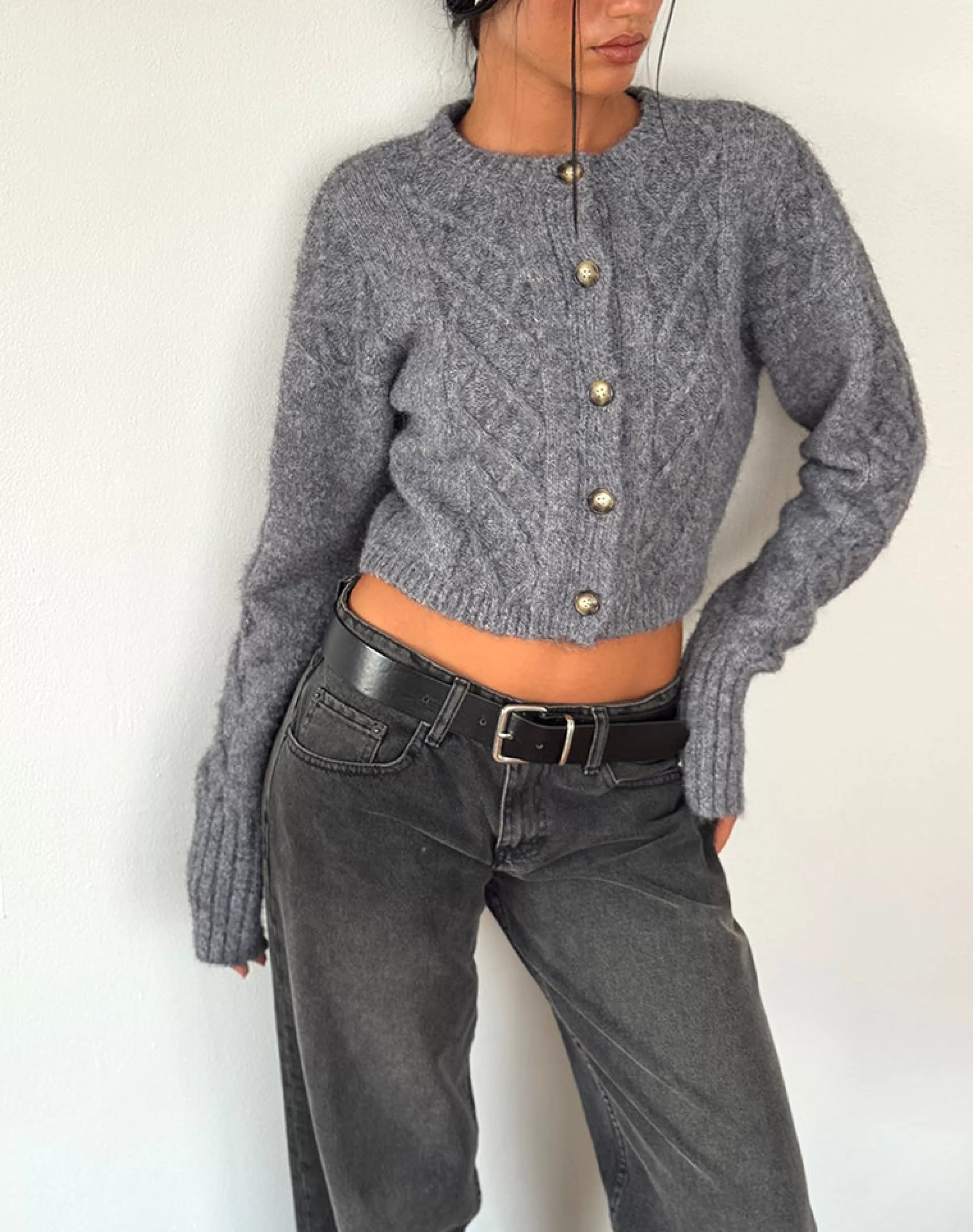 Flash Sale Rigel Cardigan In Cable Knit Grey CARDIGANS