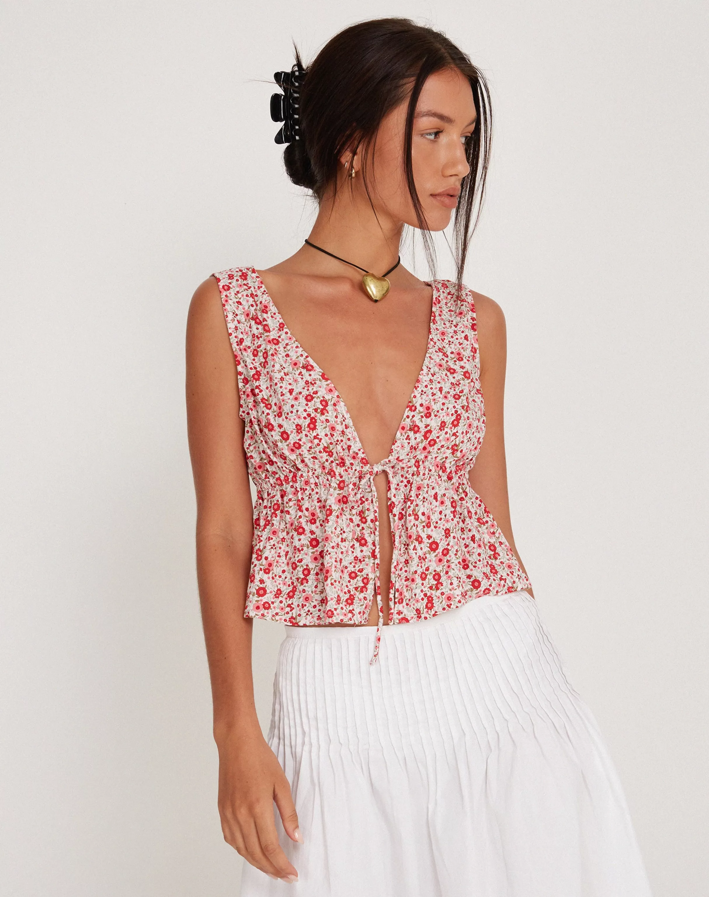 Cheap Rolia Tie Front Top In PRINTED TOPS