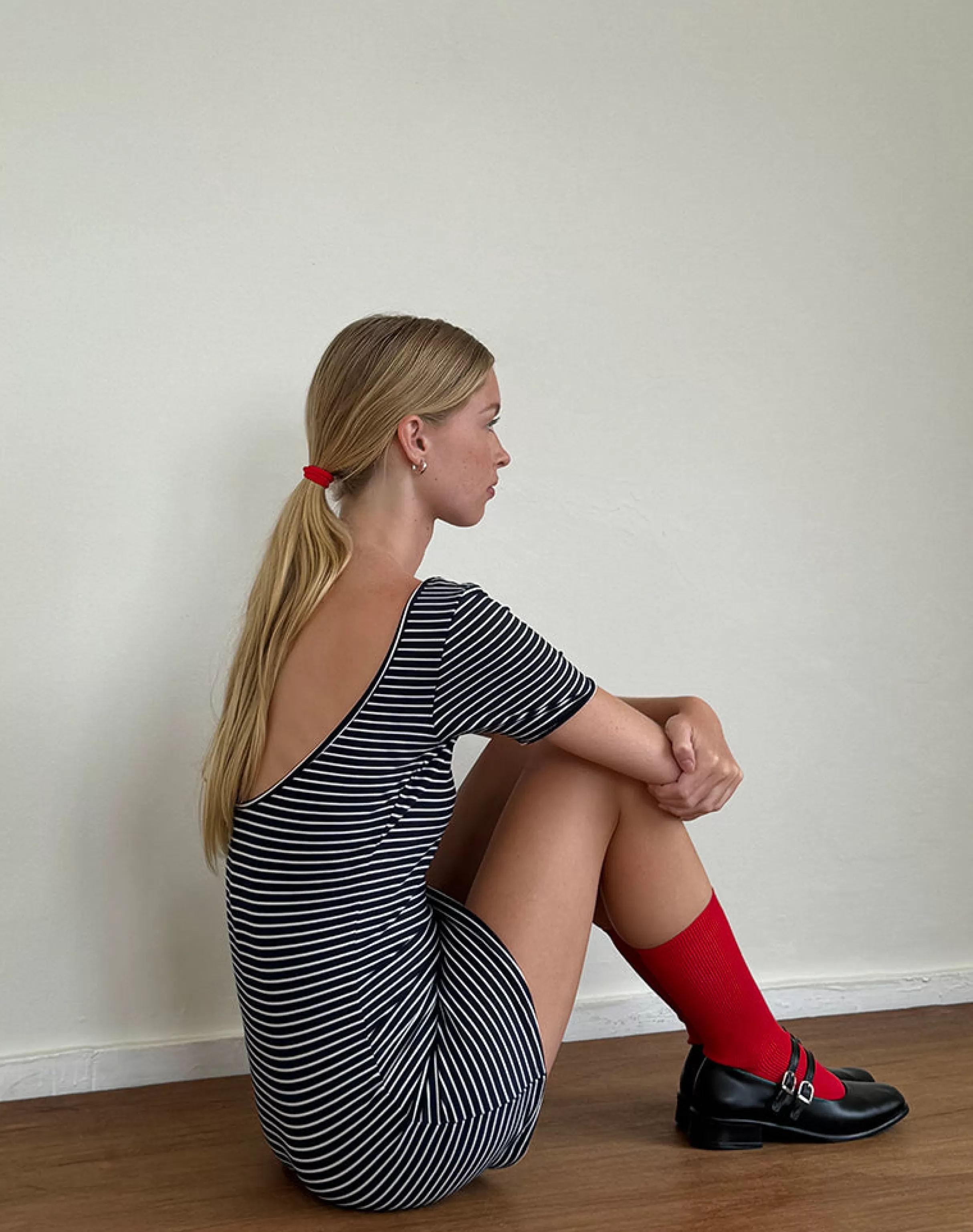 Hot Roswitha Mini Dress In Navy With White Stripe SWEET AS PIE | DAY DRESSES